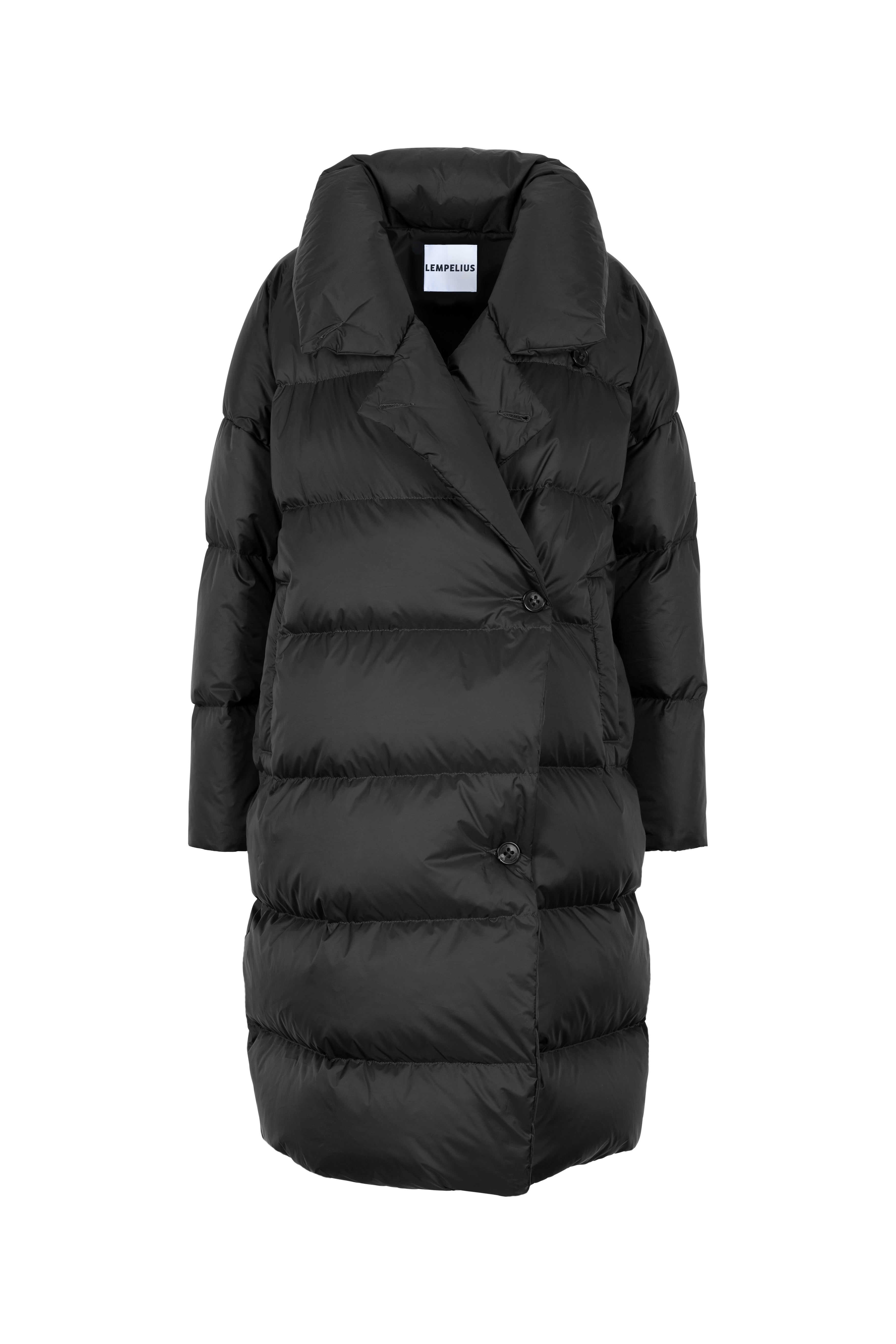 Oversized Lempelius wrap down coat in black