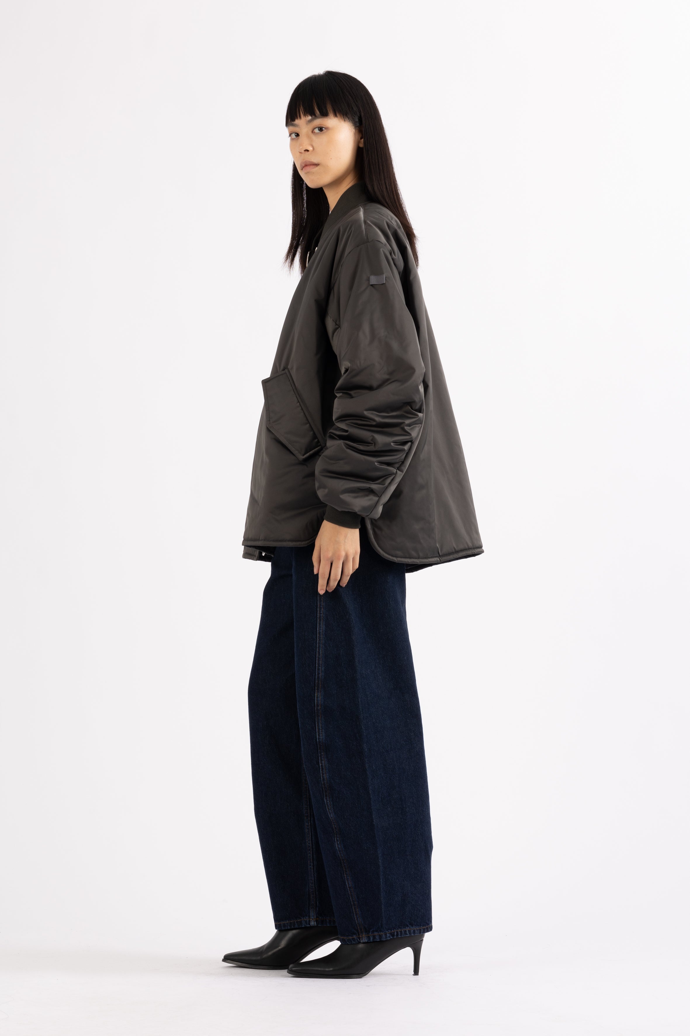 LEMPELIUS padded lightweight bomber jacket in carbon grey
