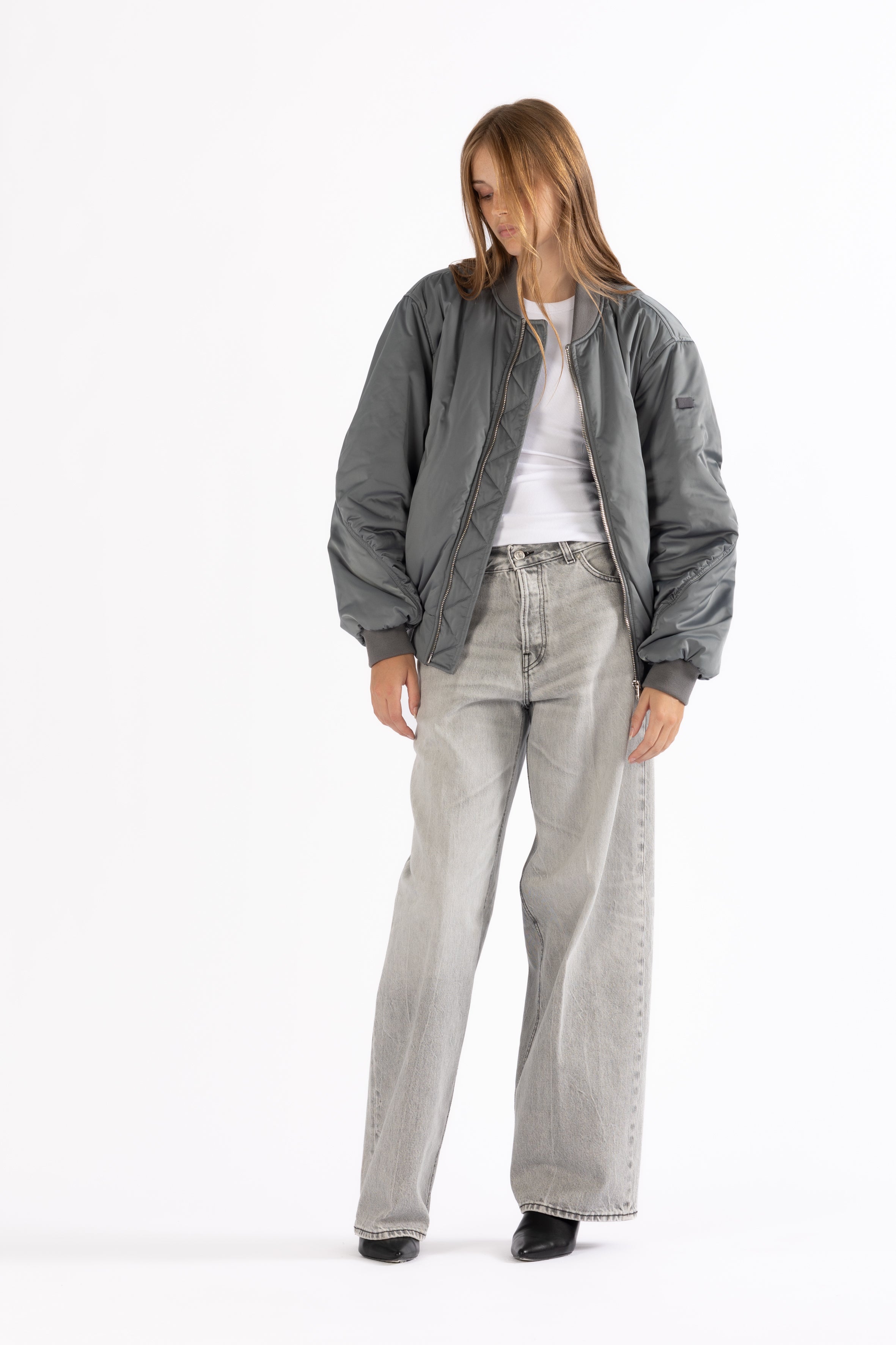 padded lightweight bomber jacket in sterling