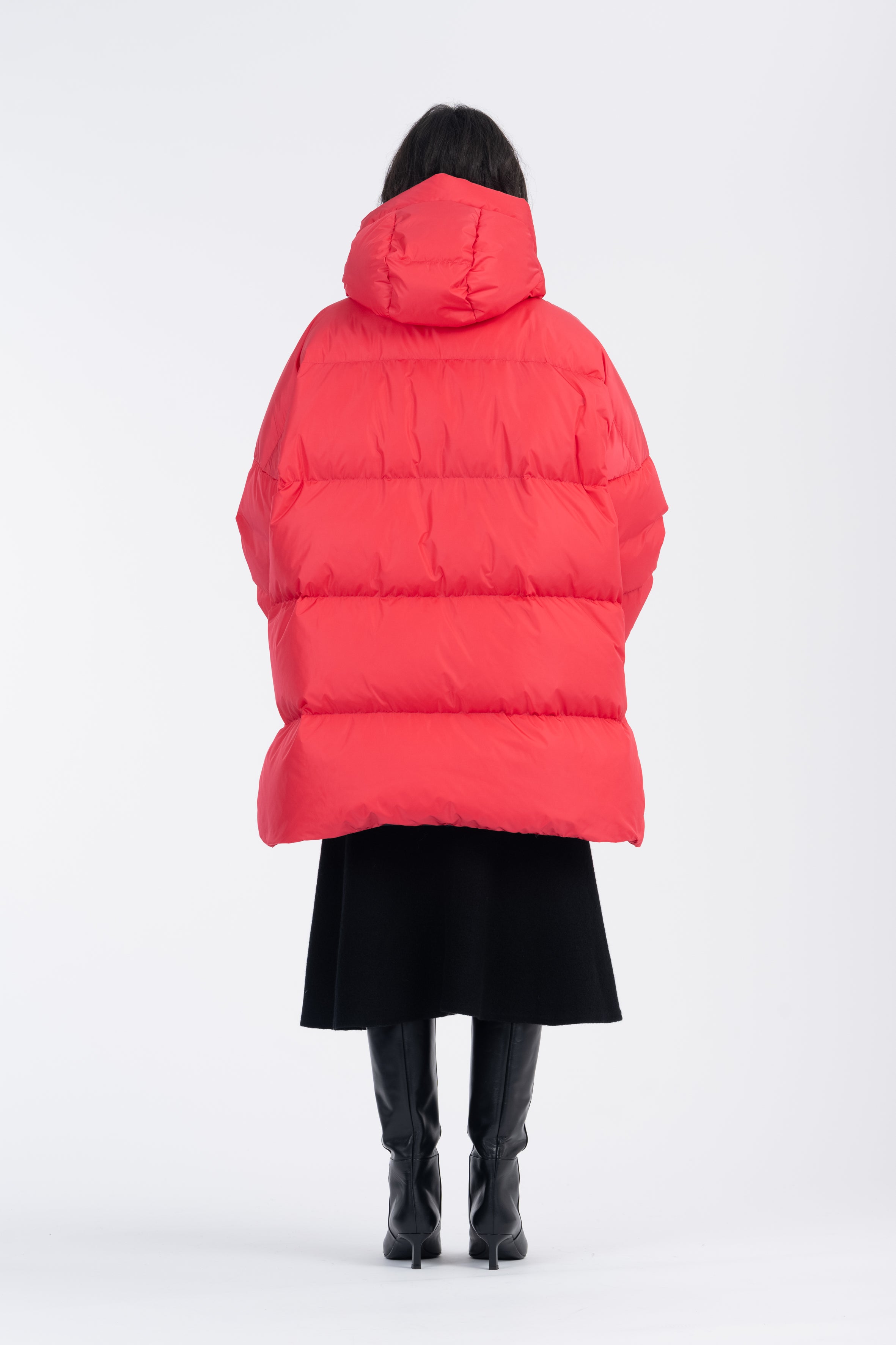 LEMPELIUS oversized duck down parka in bright red
