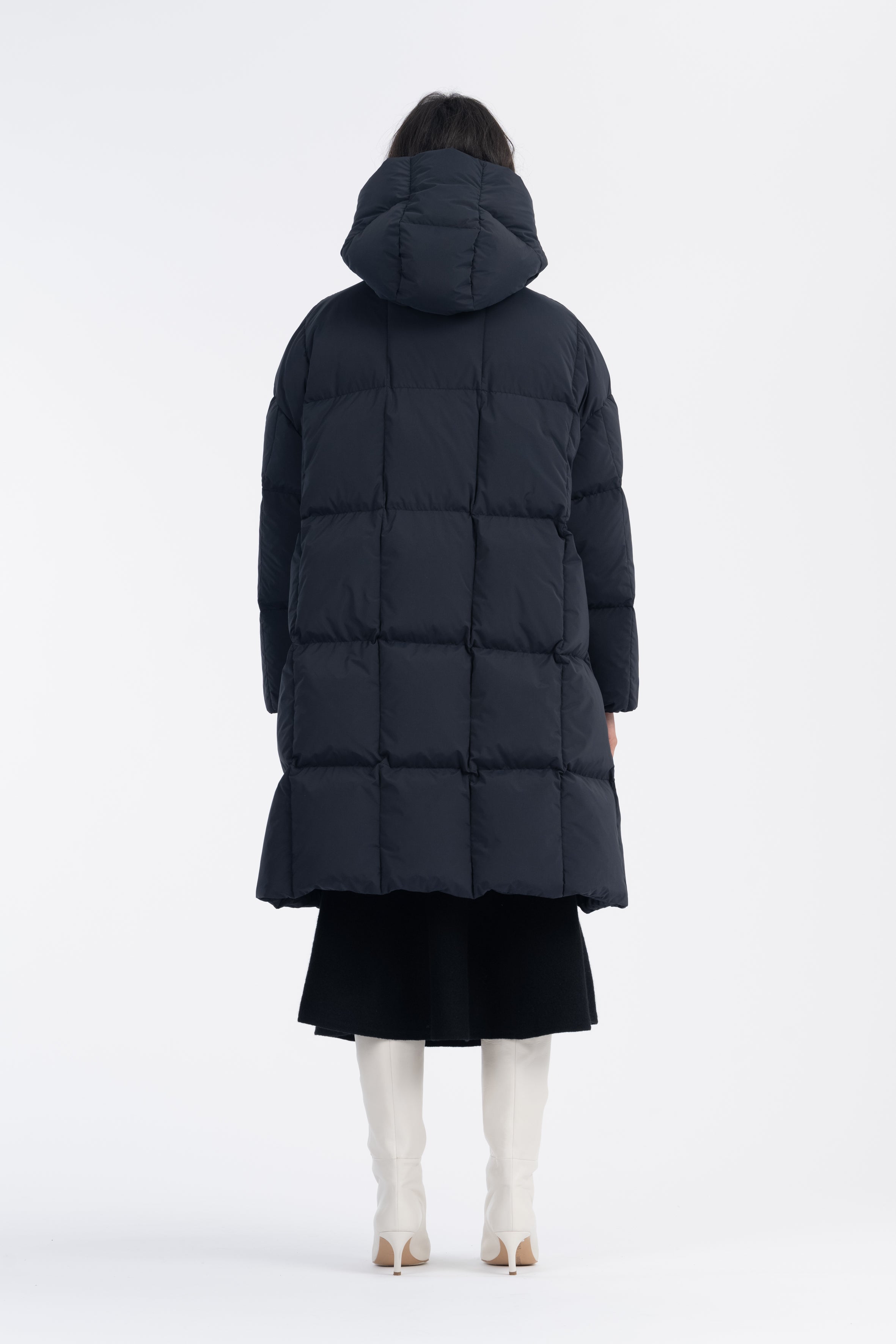 LEMPELIUS wrap down coat in black