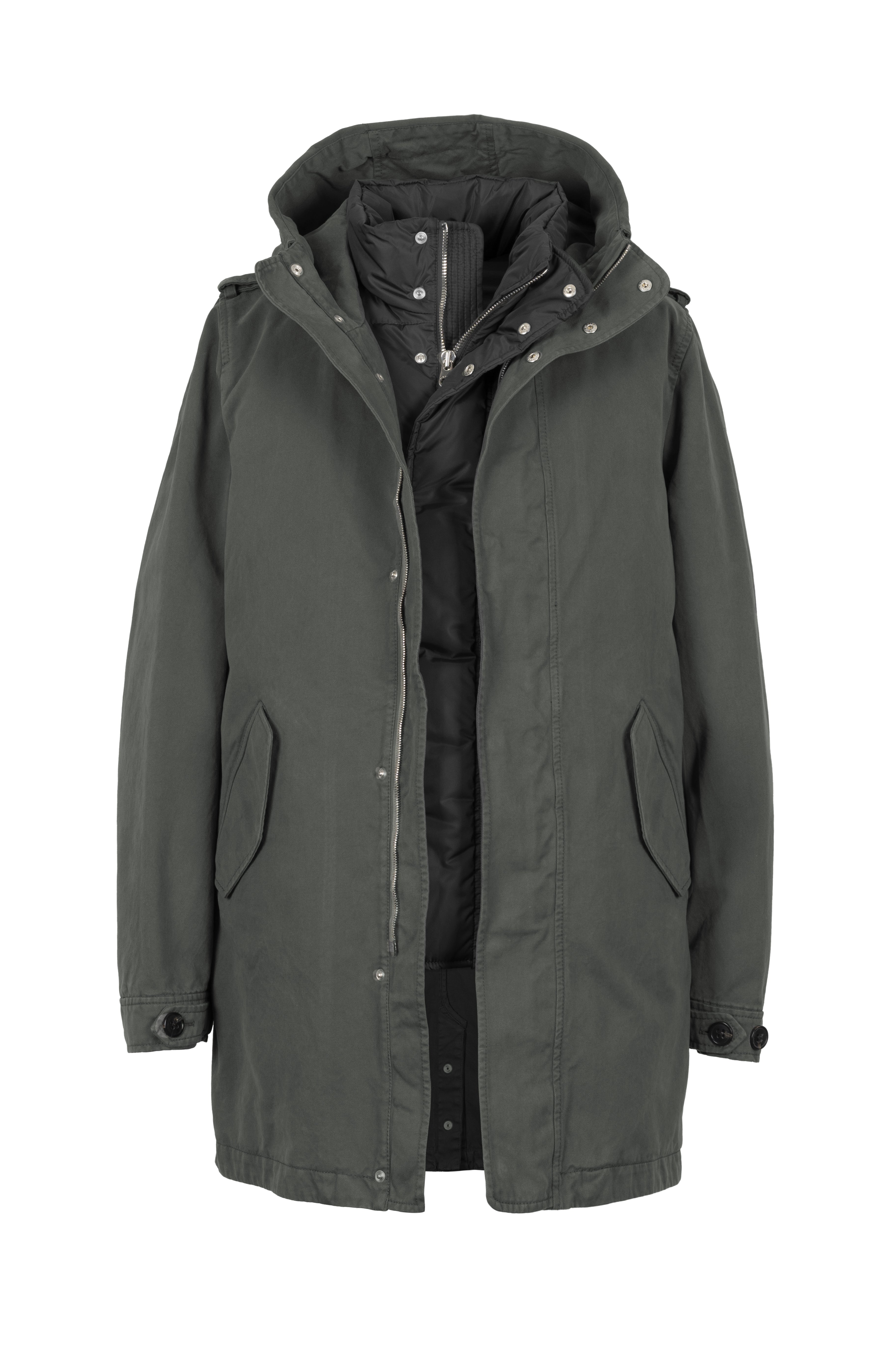 Lempelius cotton Parka with down Vest in Mud green