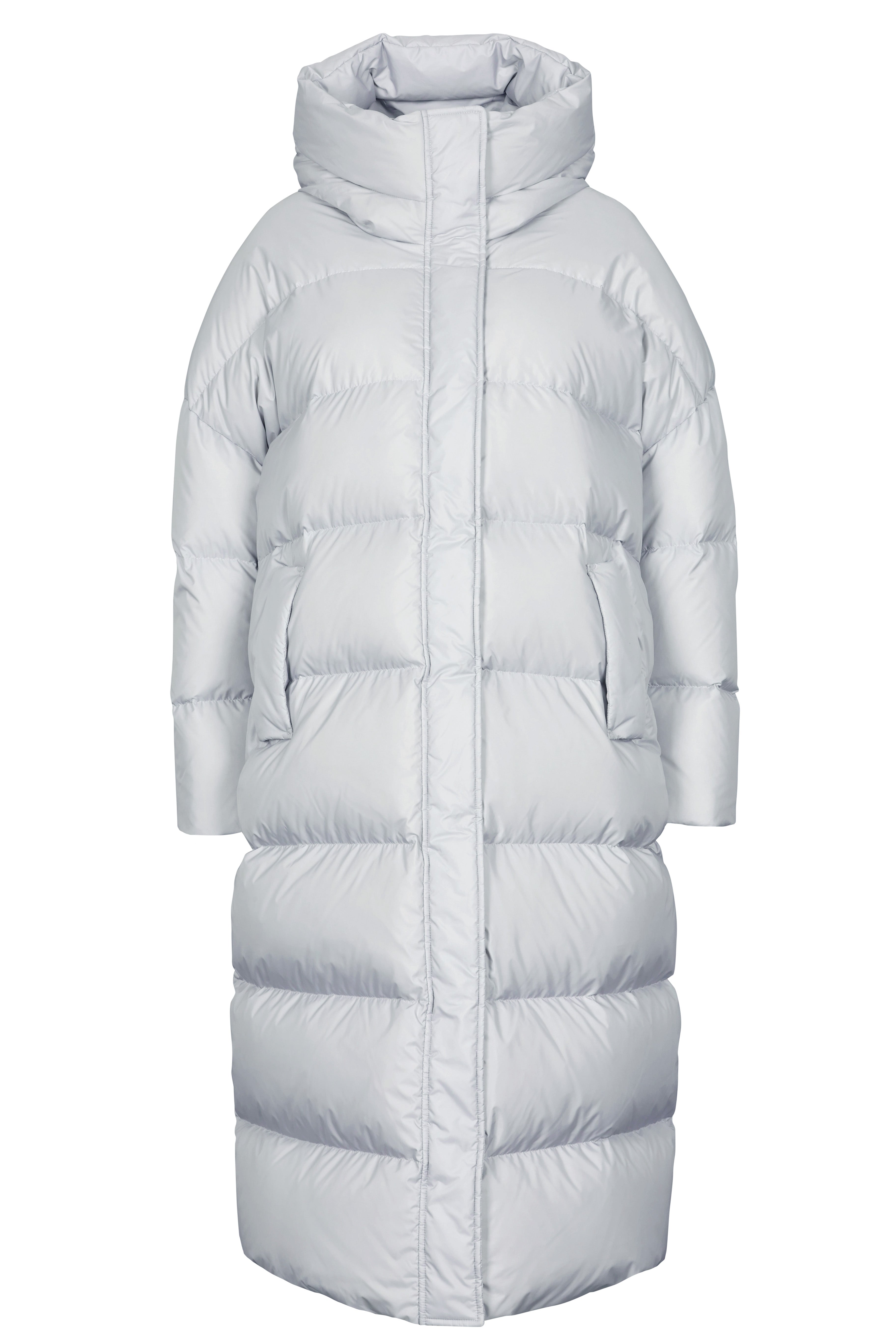 Dropped shoulders Lempelius long downcoat in iced grey