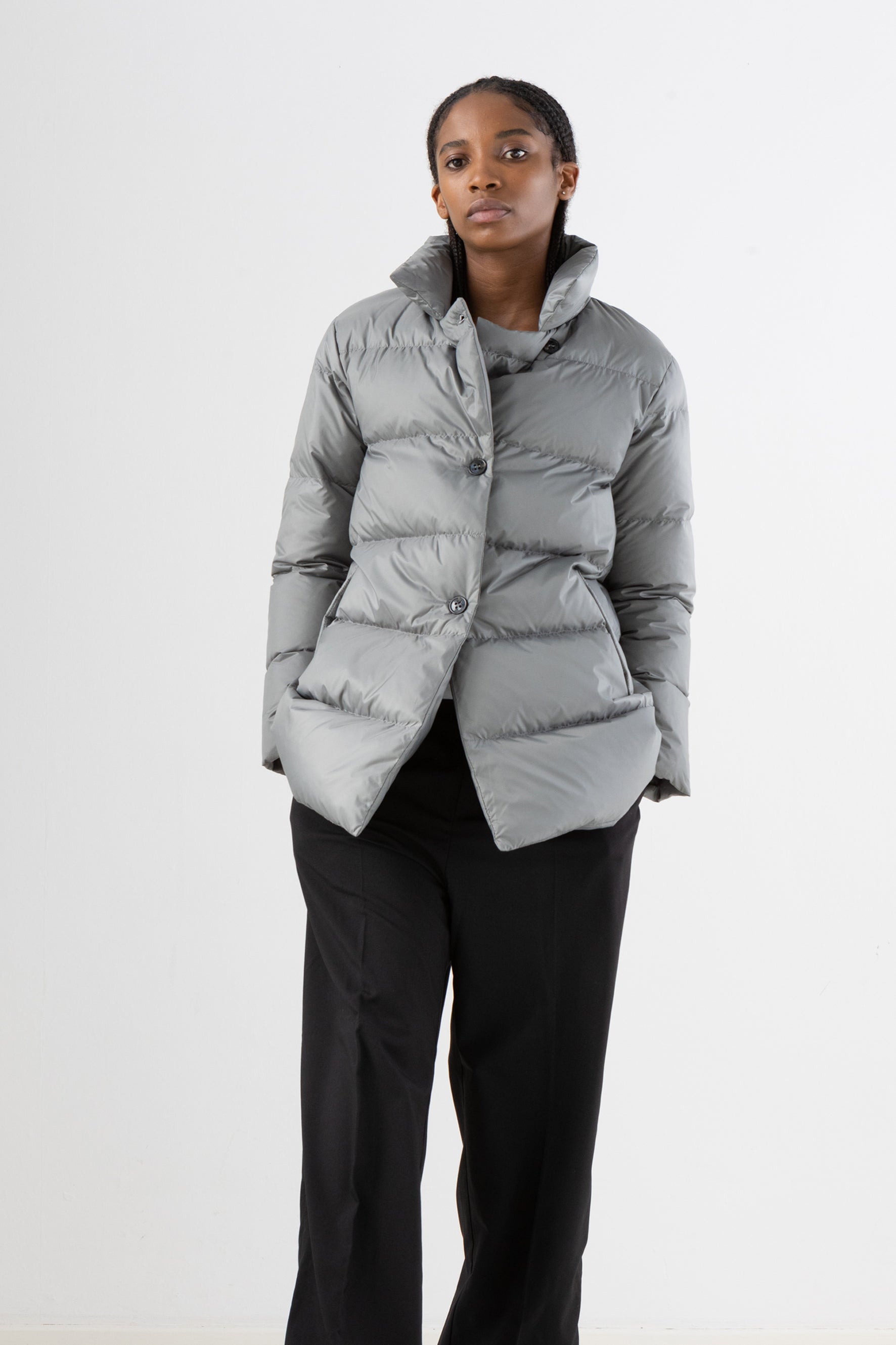 short quilted Lempelius Down Jacket with lapel collar