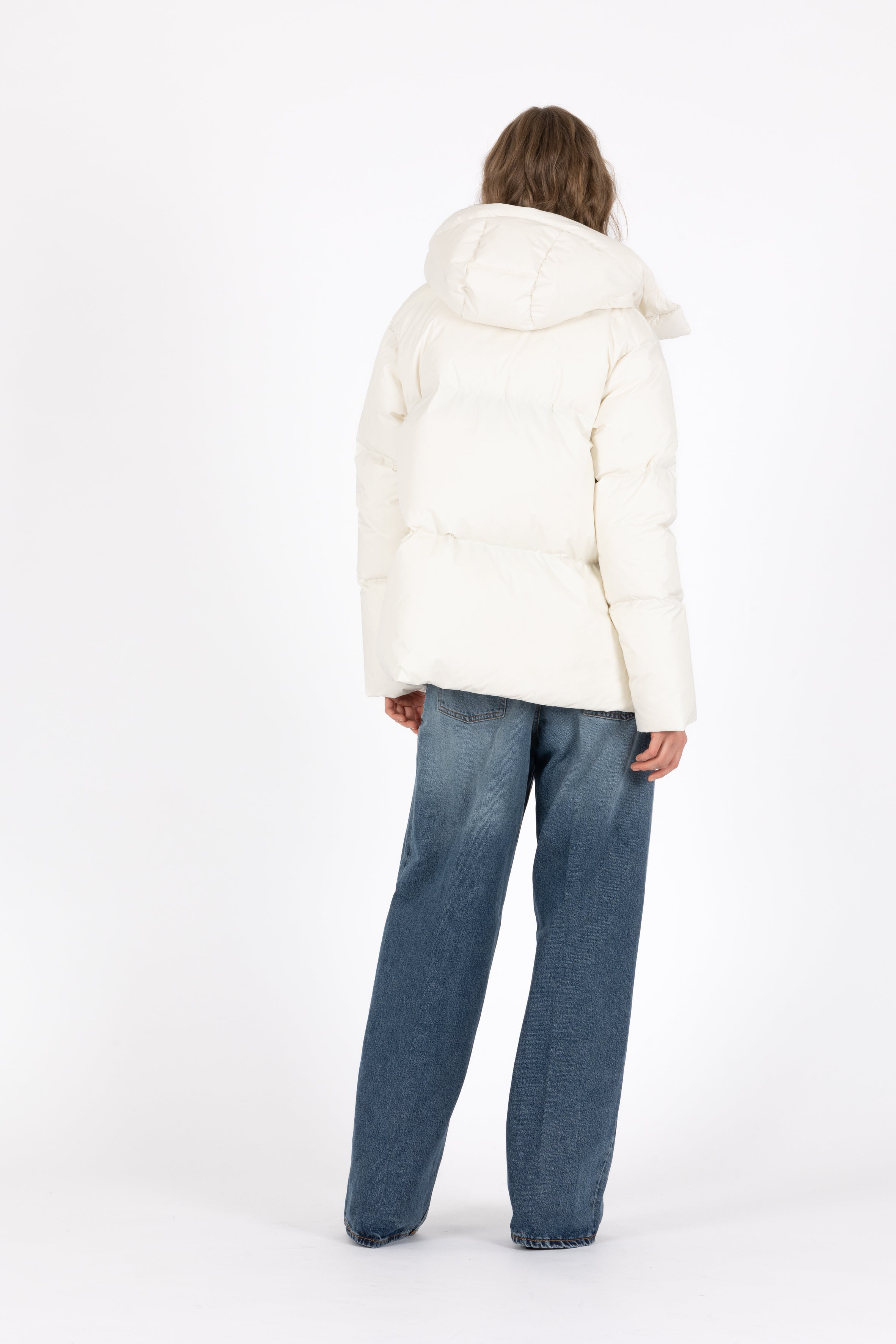 short down jacket in off white
