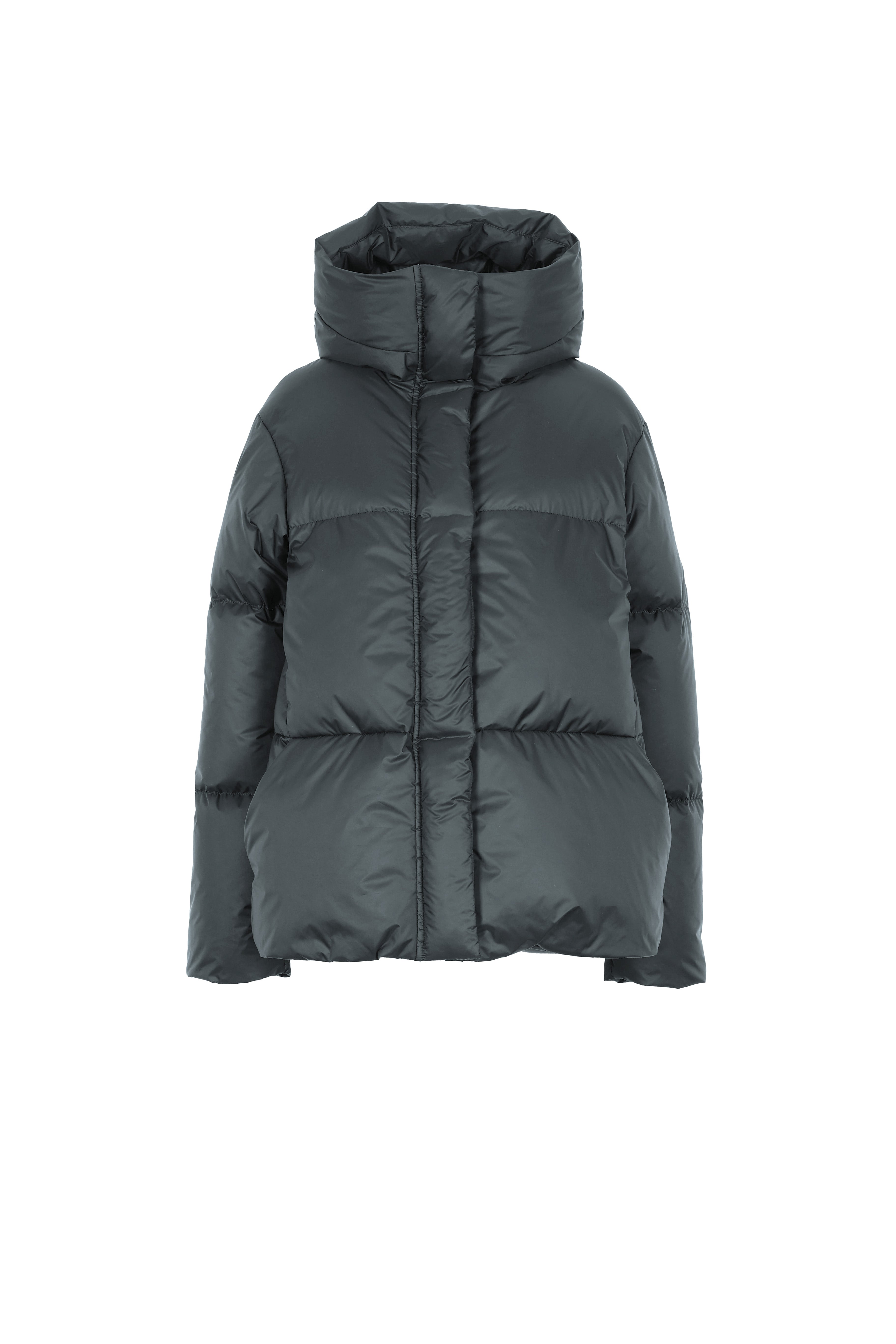 short down jacket in color bluegrey
