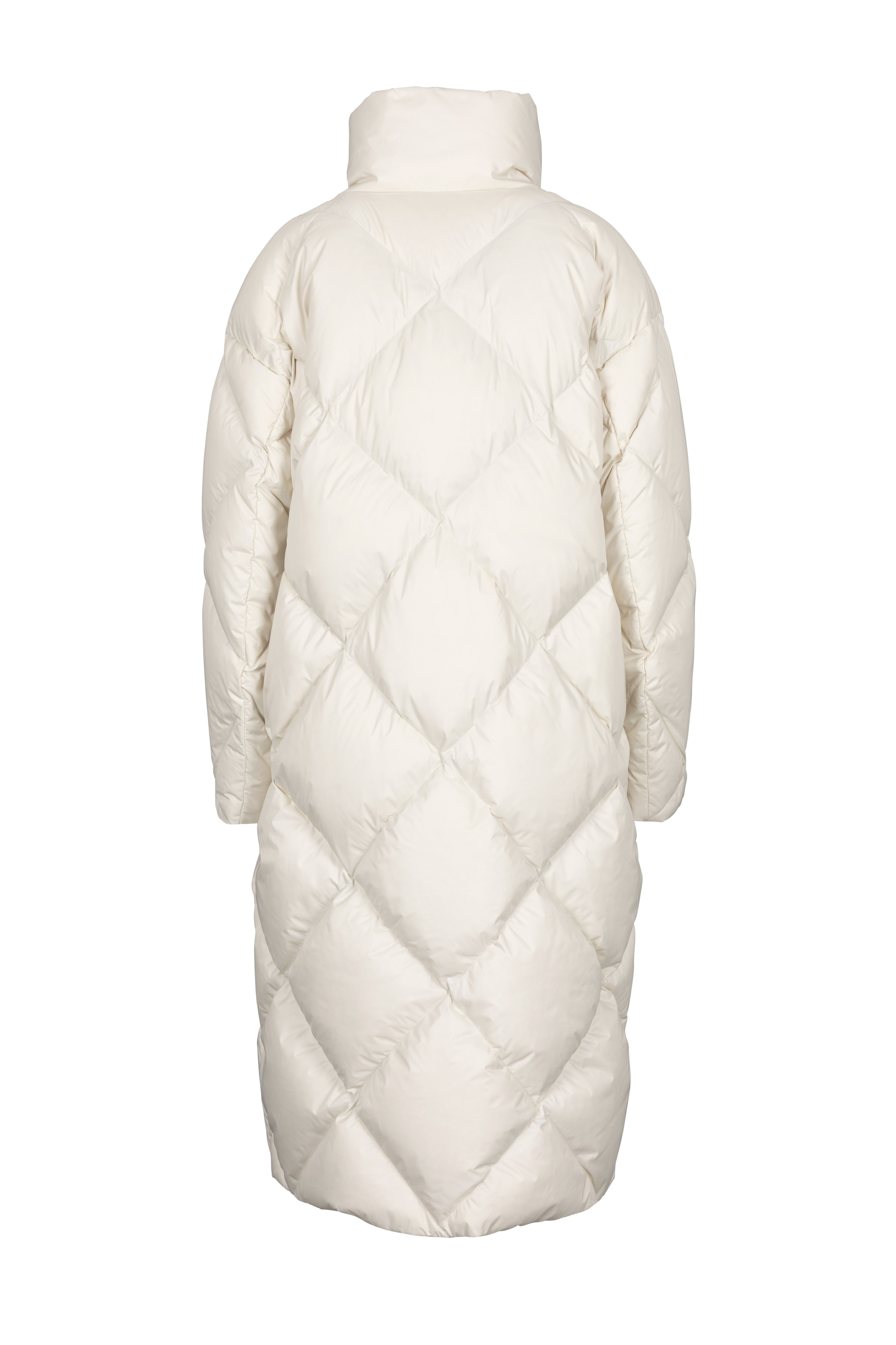 oversized Lempelius diamond quilt down coat in off-white