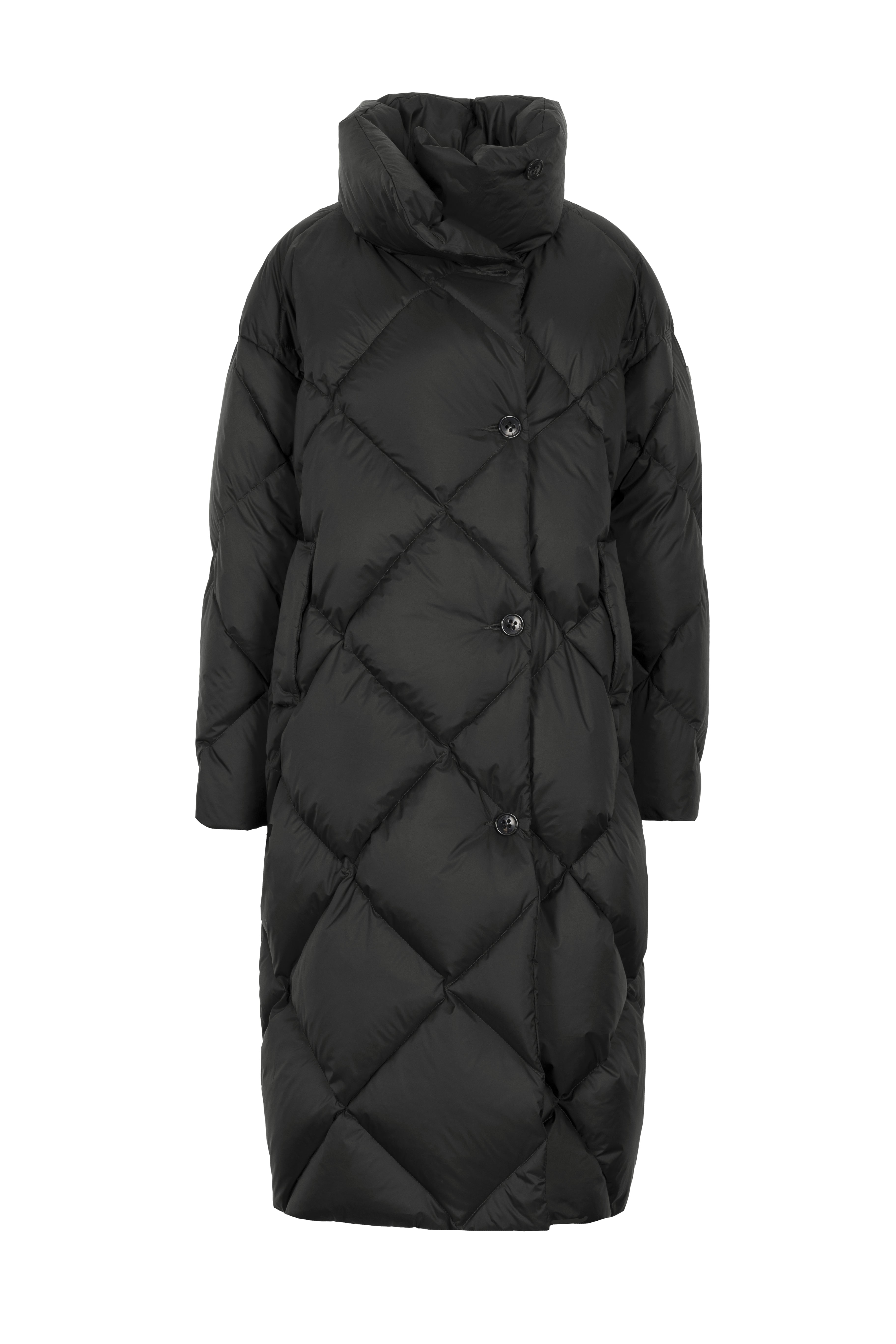 oversized Lempelius diamond quilt down coat in deep green