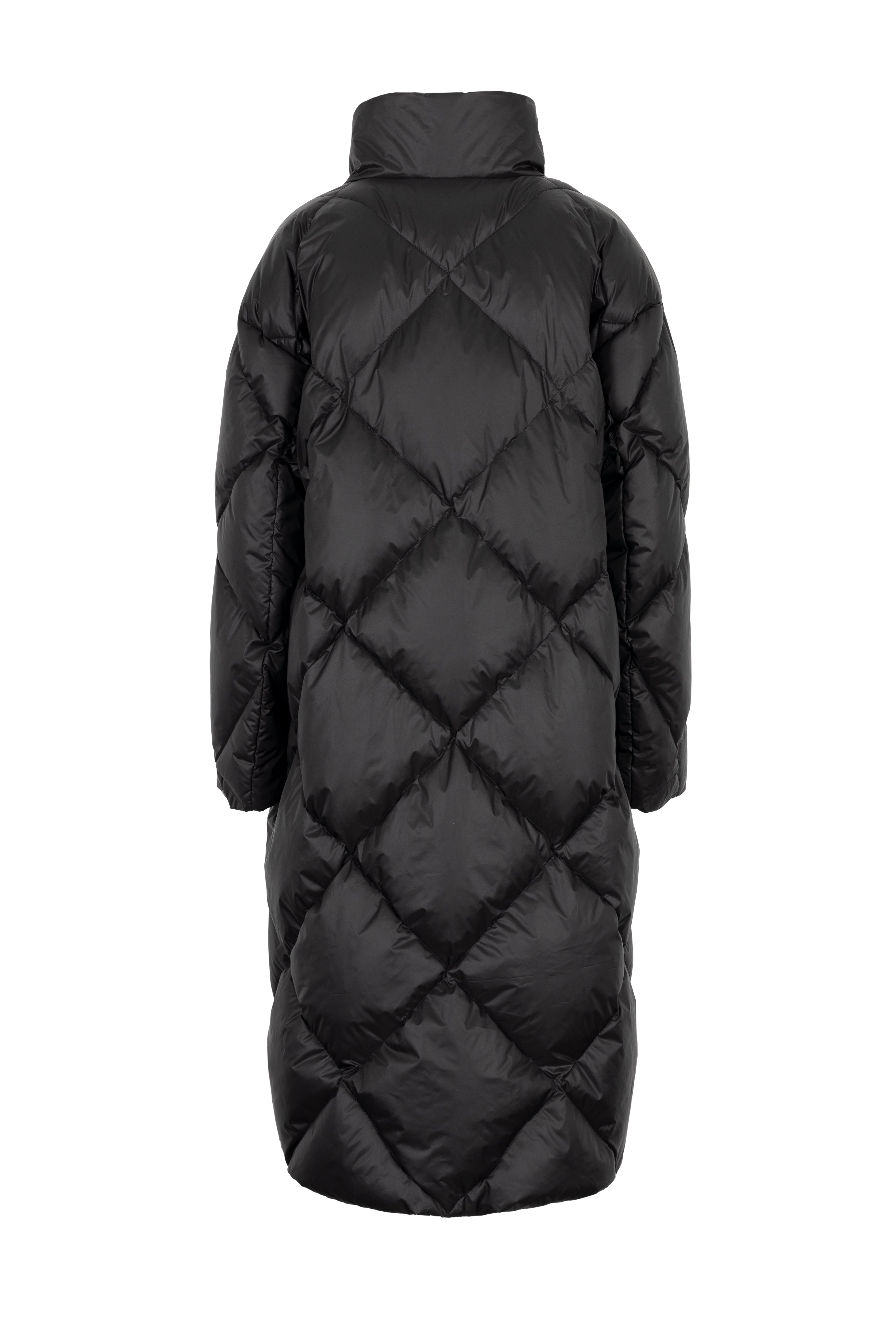 oversized Lempelius diamond quilt down coat in black