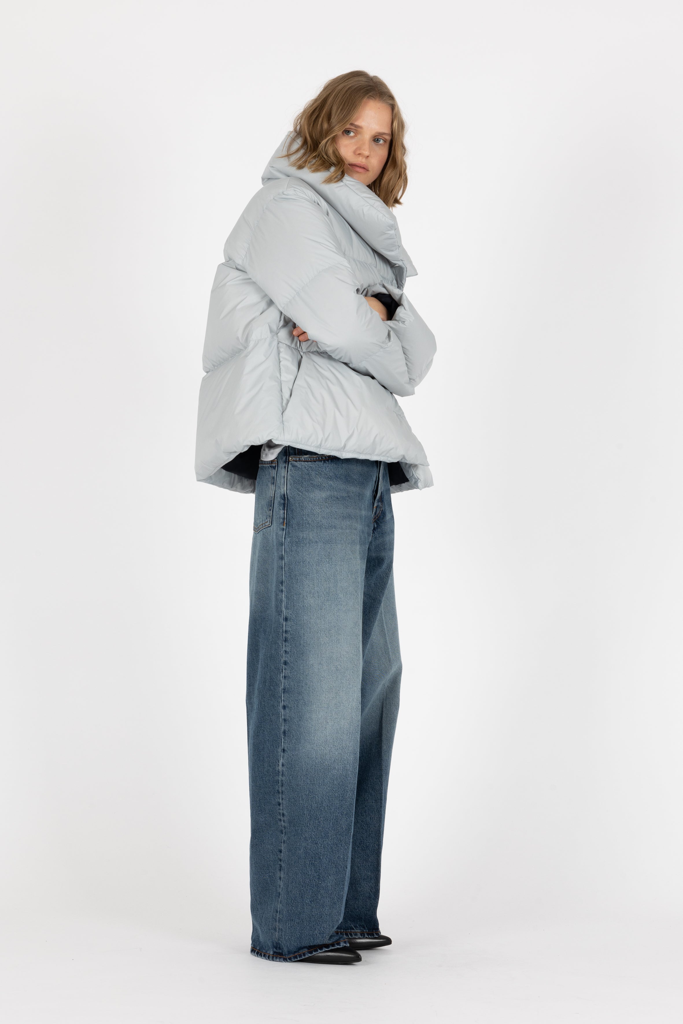 cropped Lempelius down jacket with warming high collar