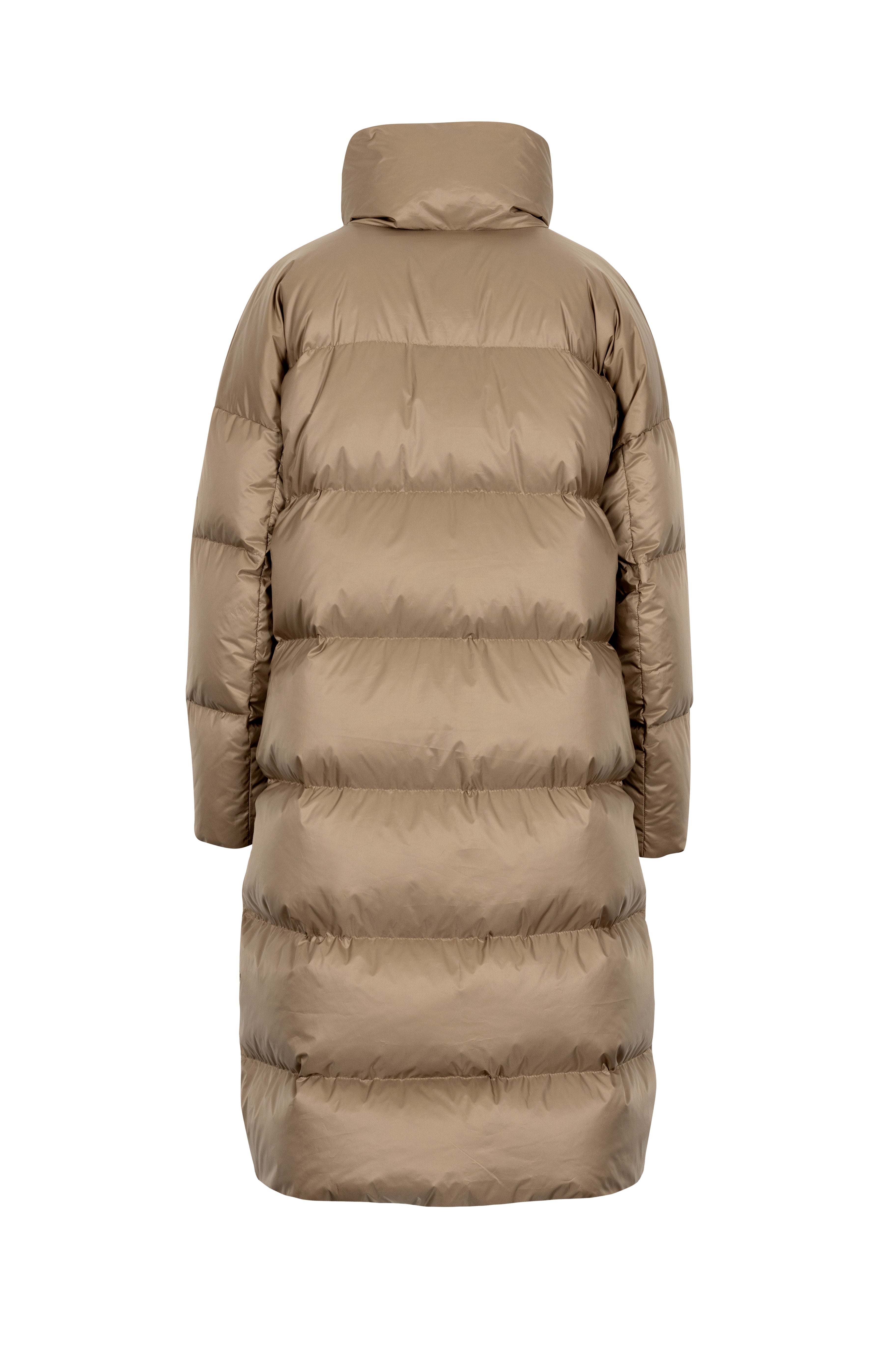 Oversized Lempelius wrap down coat in biscuit