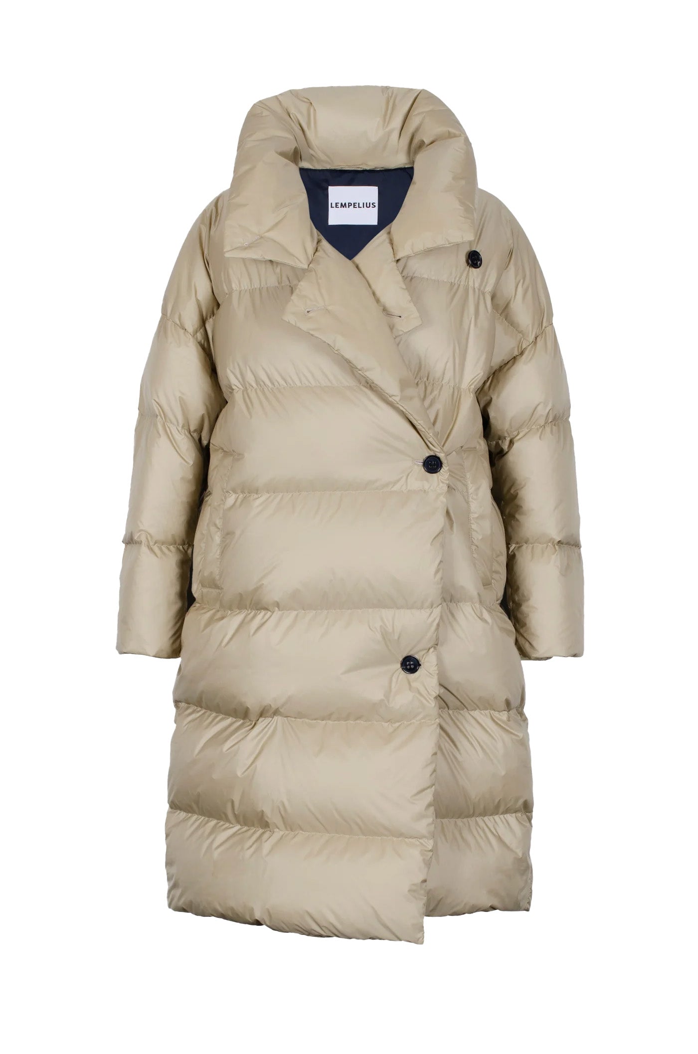 Oversized Lempelius wrap down coat in oat
