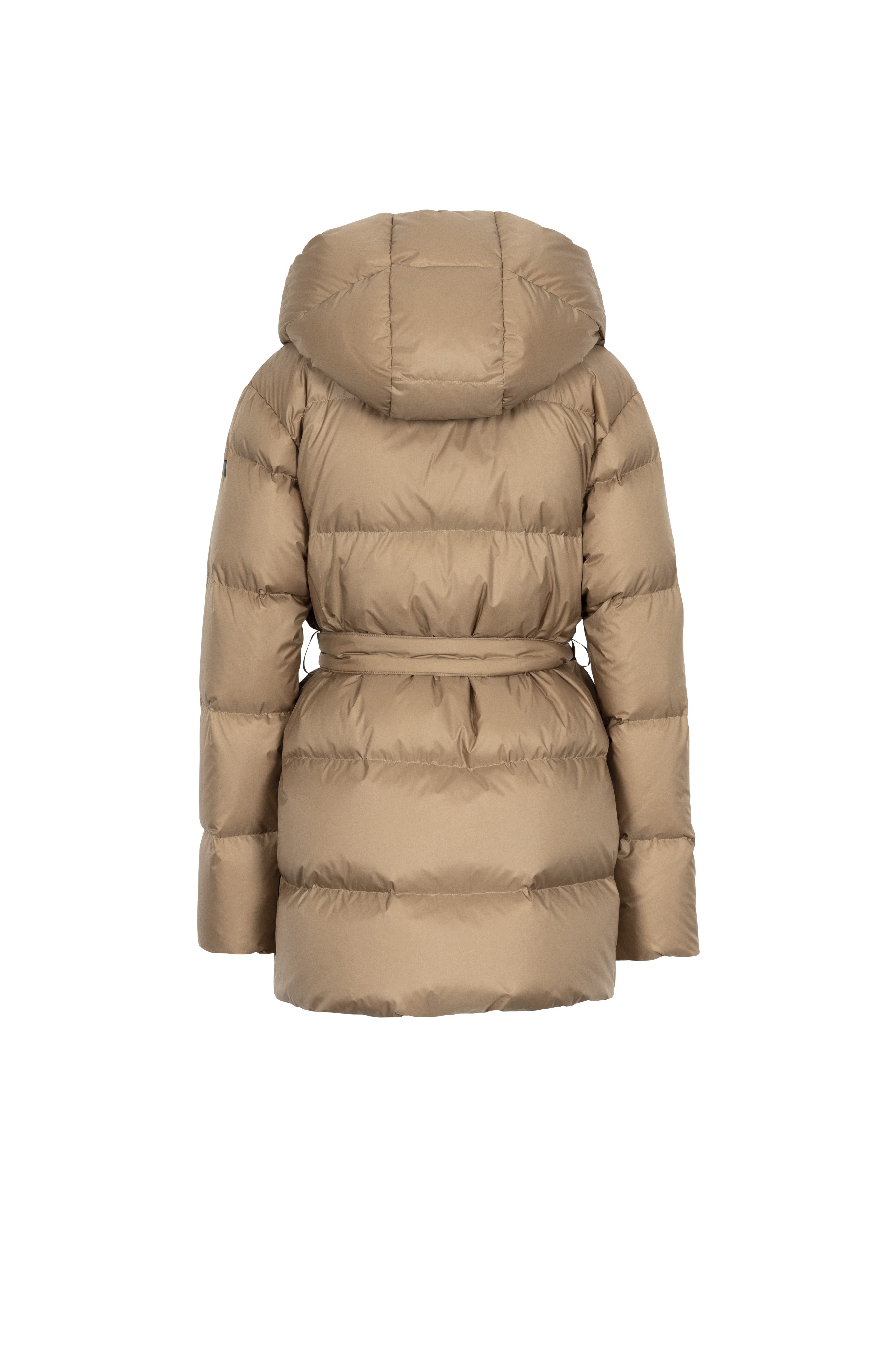 slim silhouette Lempelius down coat in the color biscuit