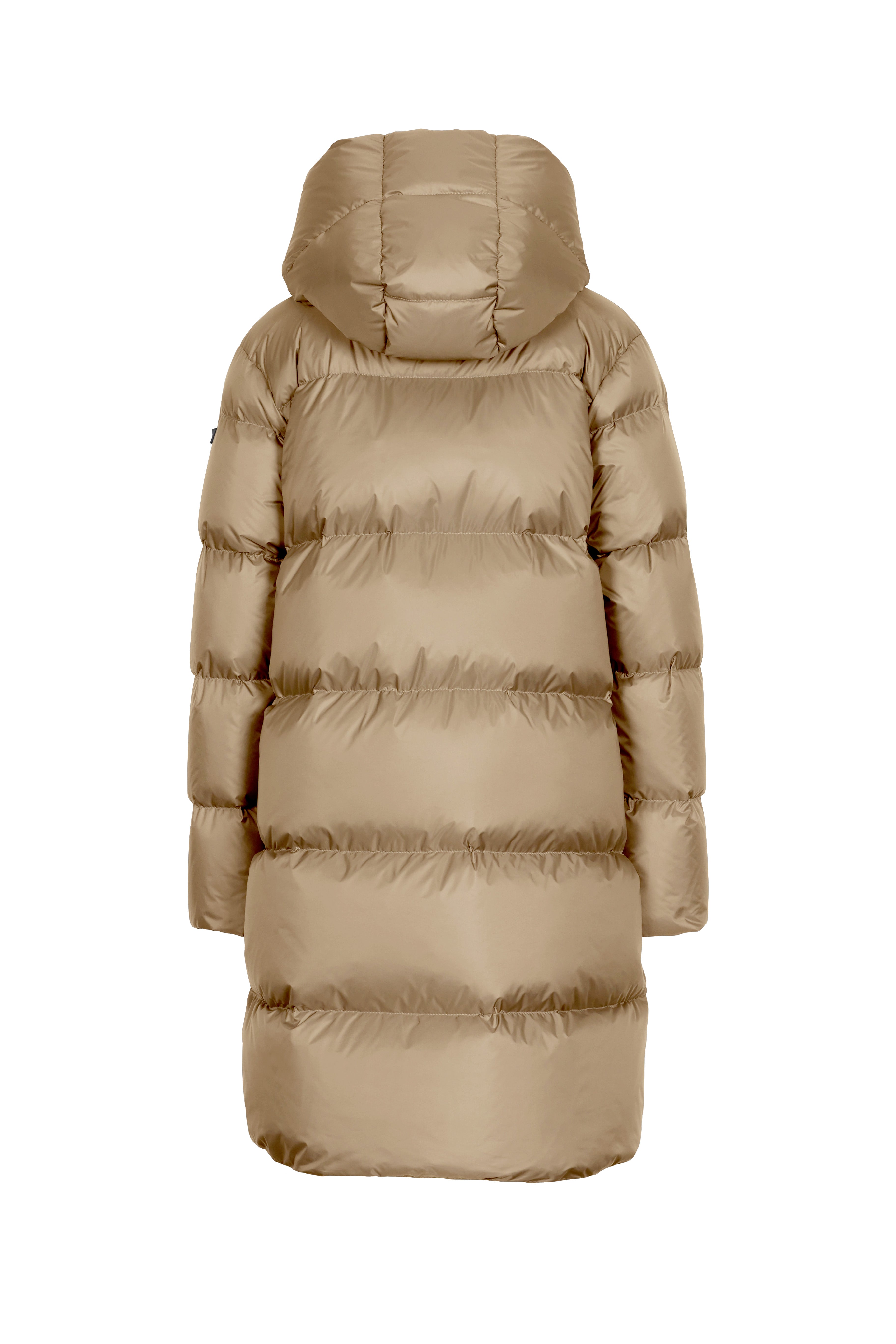 fitted mid lenght Lempelius down coat in biscuit