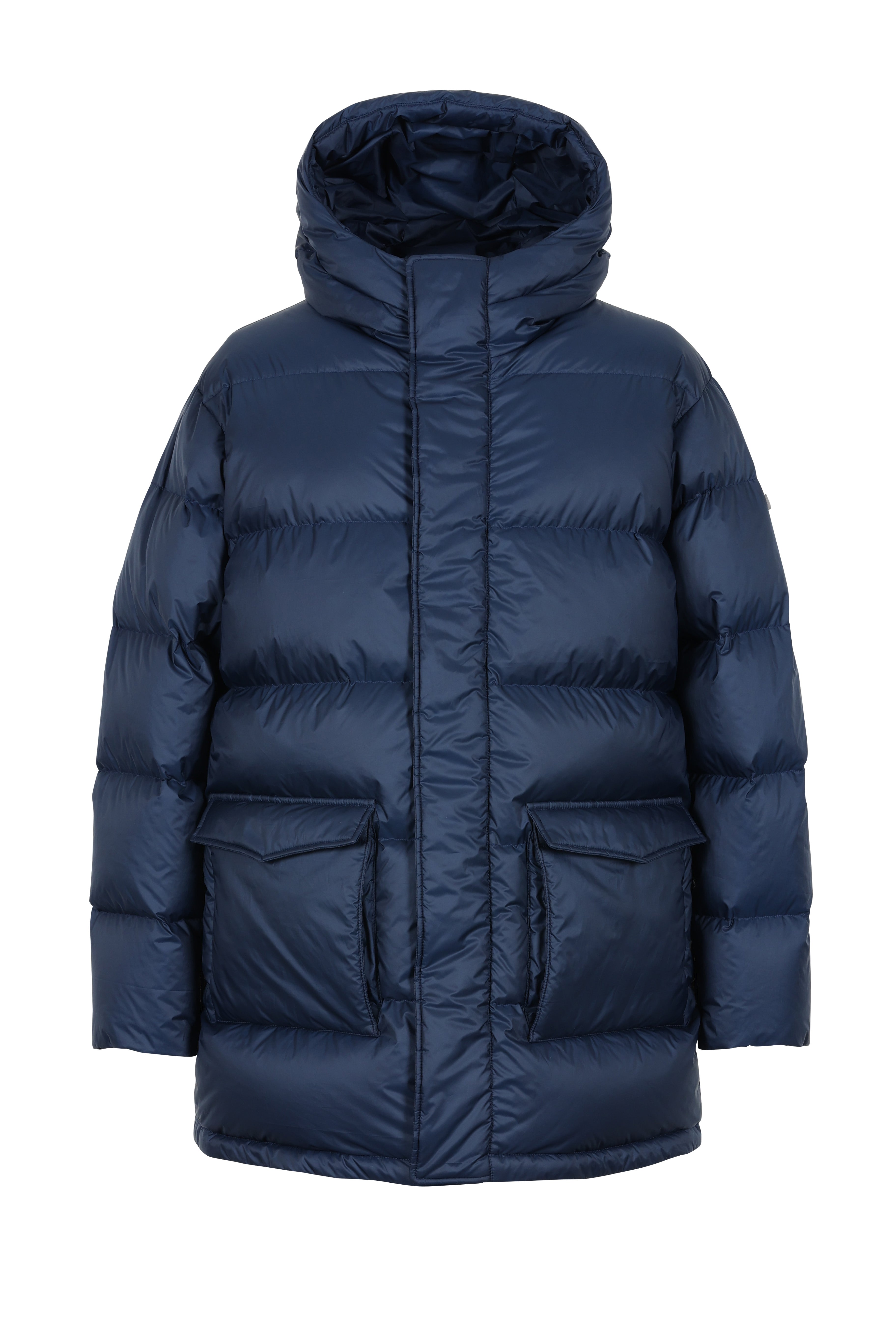 Mens Lempelius Down coat with Patchpockets in navy