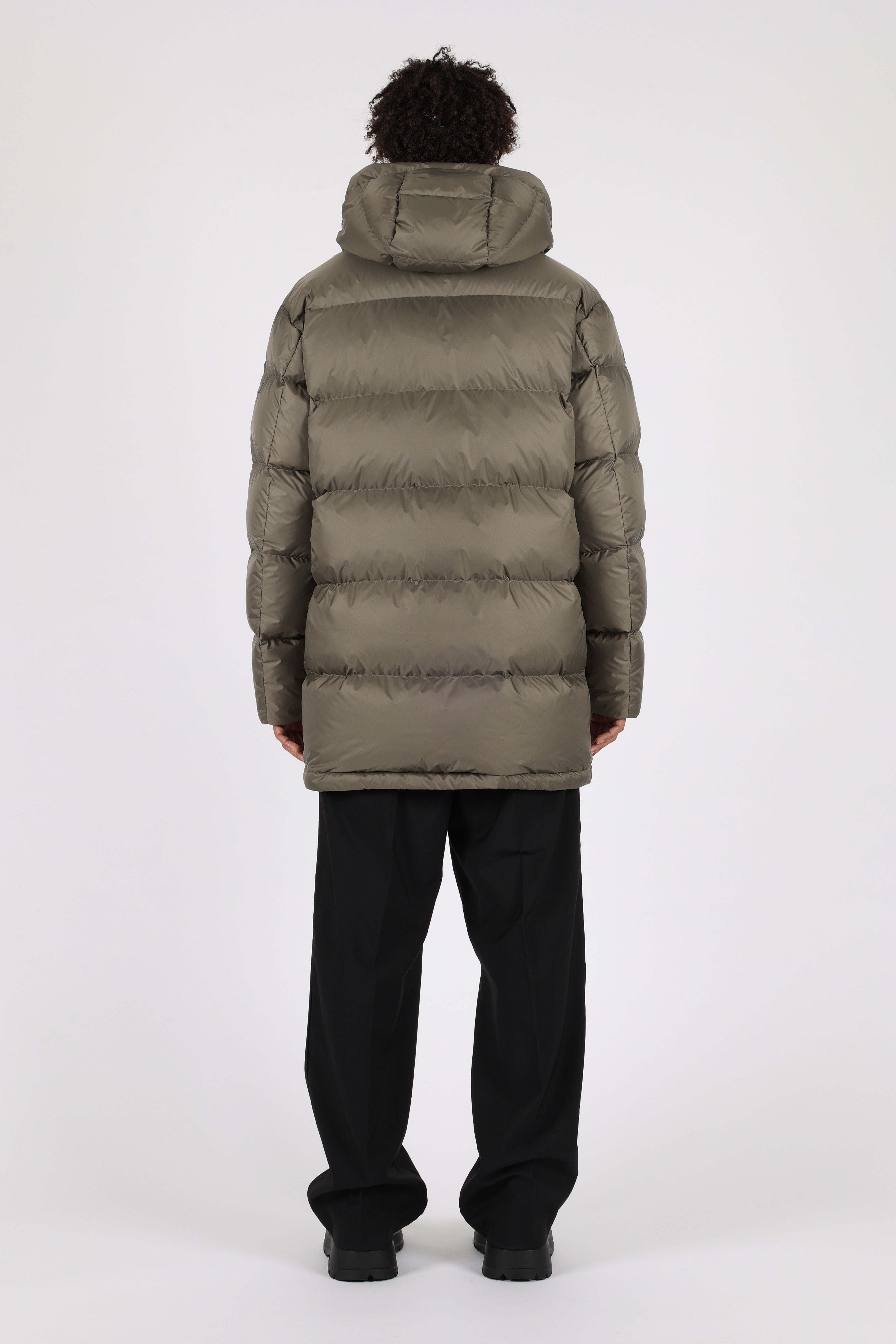 Mens Lempelius Down coat with Patchpockets in olive