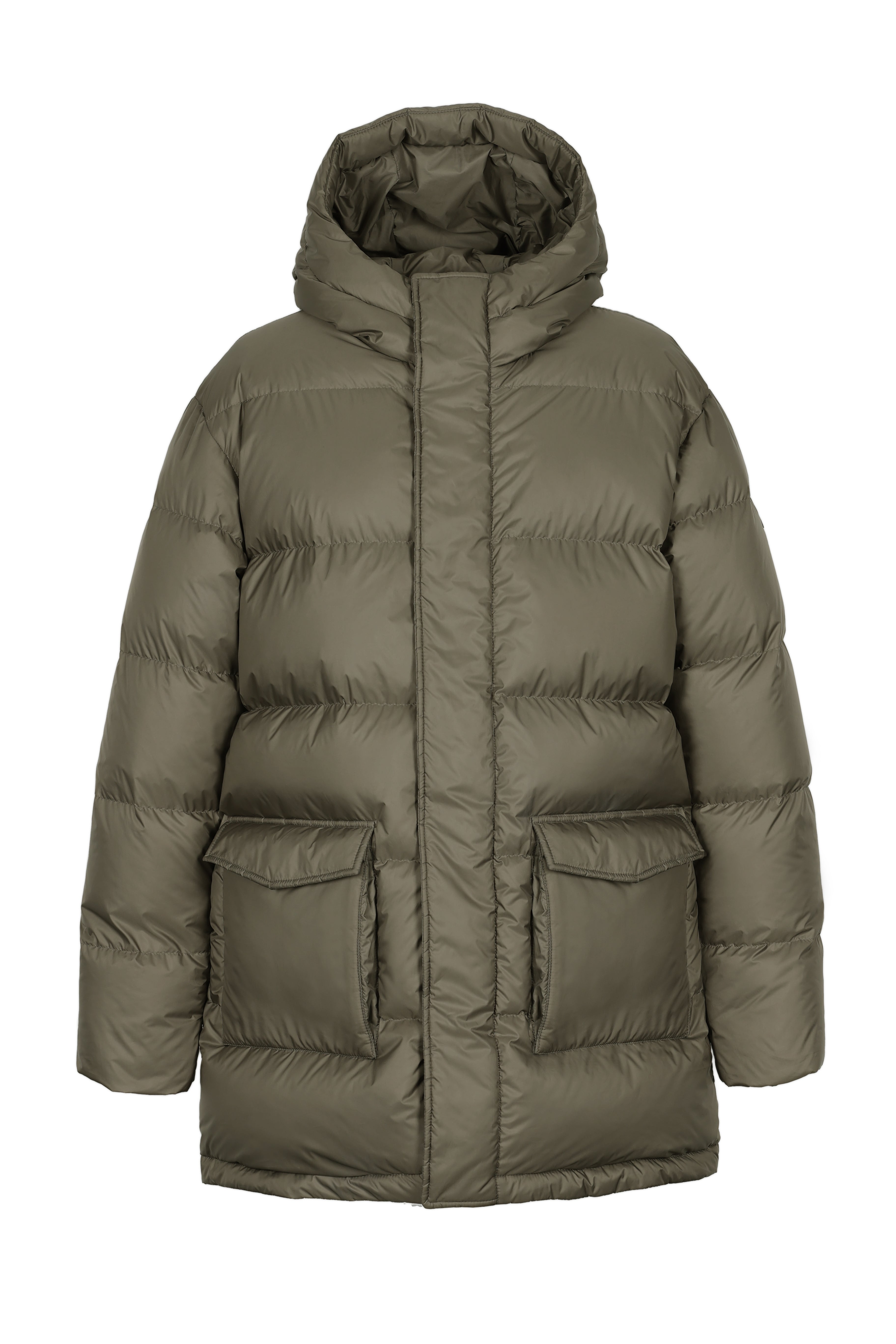 Mens Lempelius Down coat with Patchpockets in olive