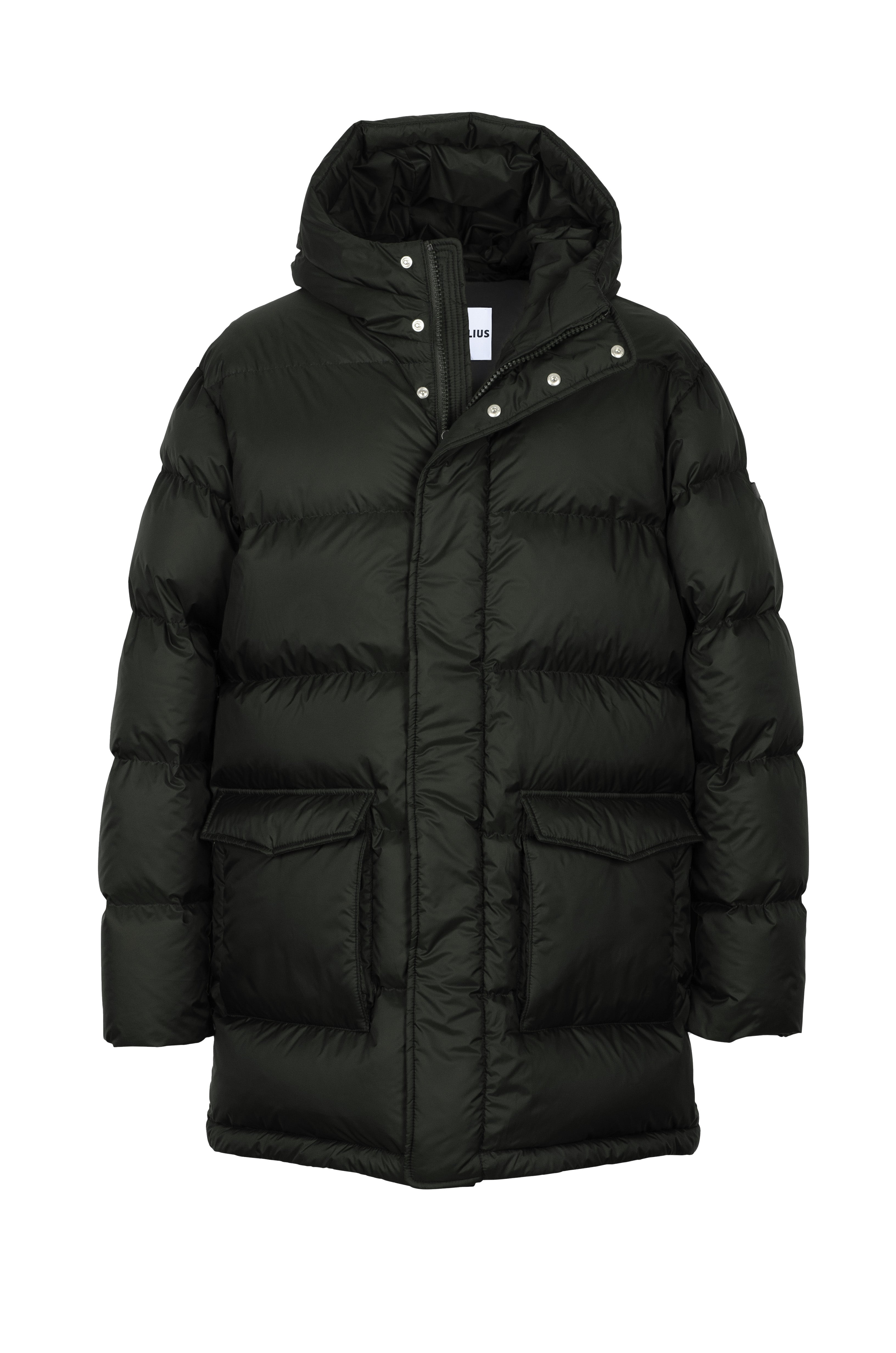 Mens Lempelius Down coat with Patchpockets in deep green