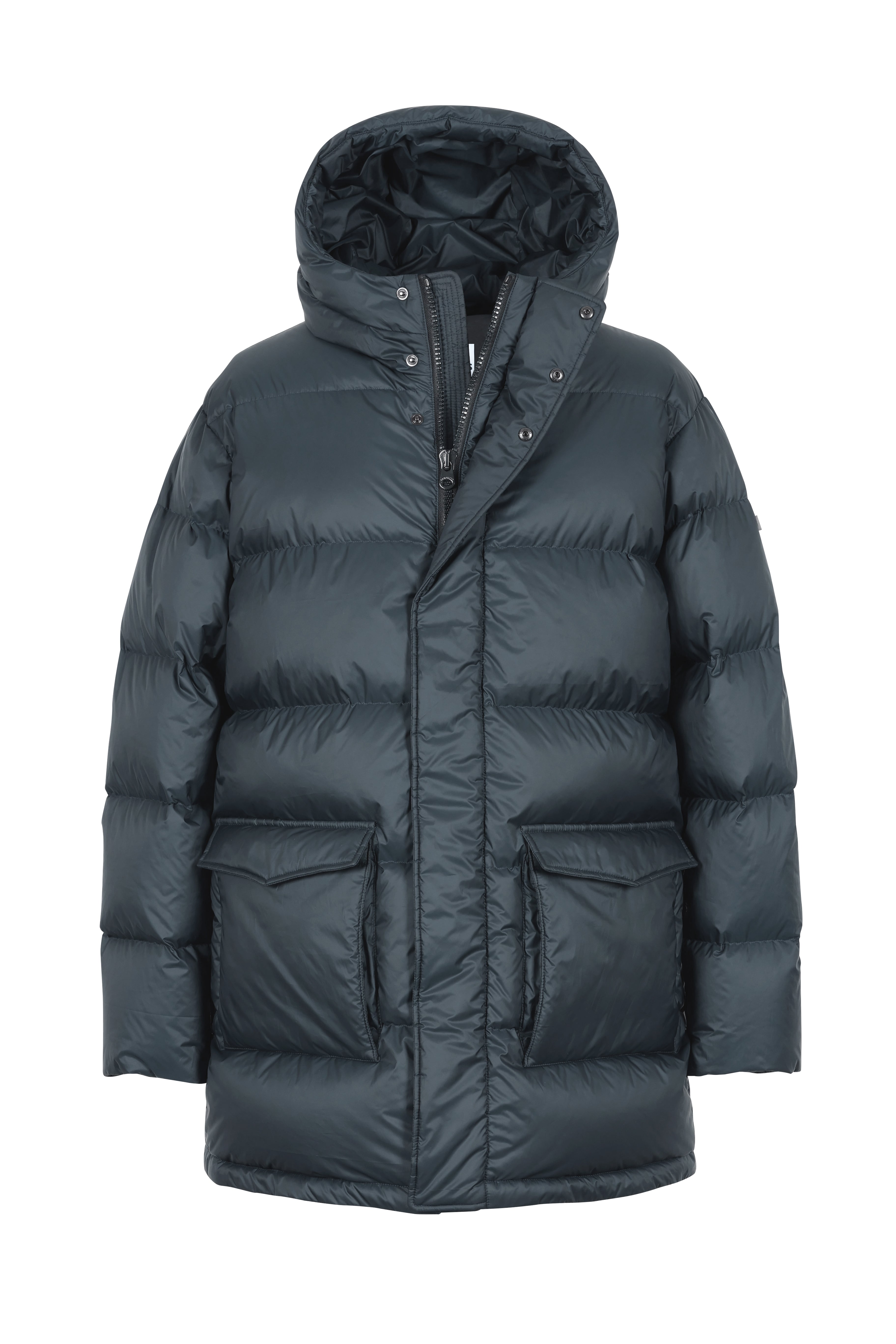 LEMPELIUS mens down coat with fur hood in bulegrey