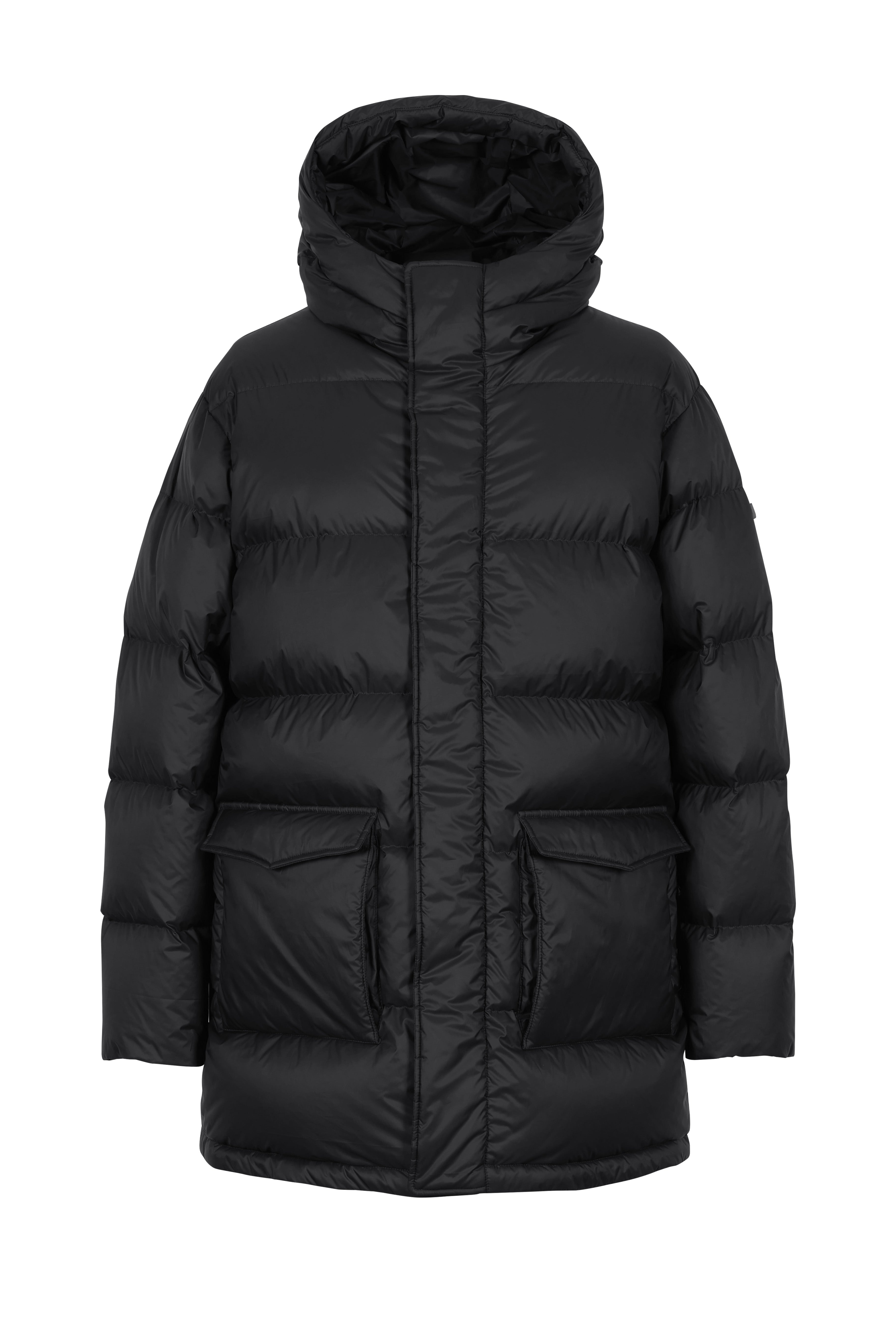 Mens Lempelius Down coat with Patchpockets in black