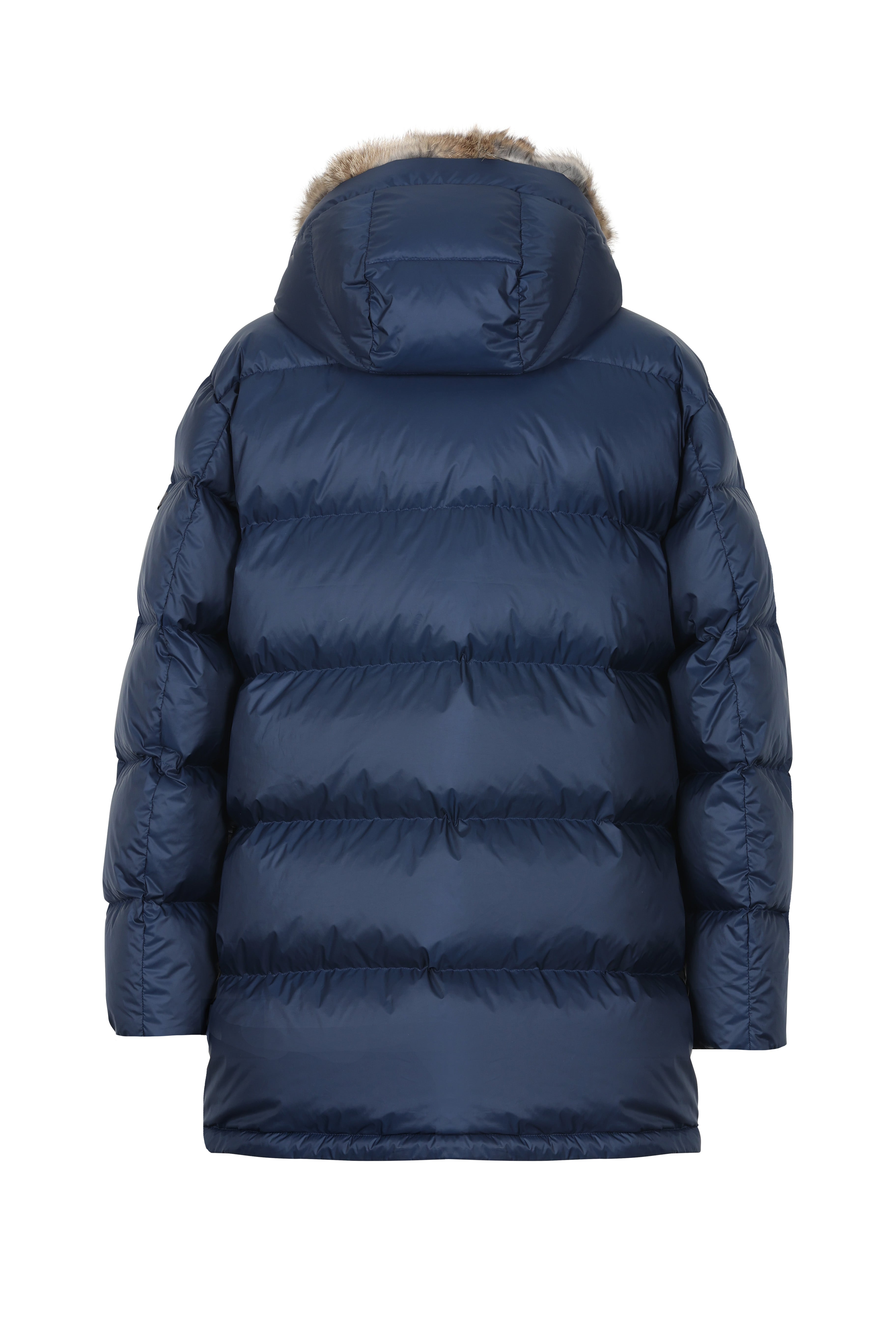 Lempelius Down coat with fur hood in navy
