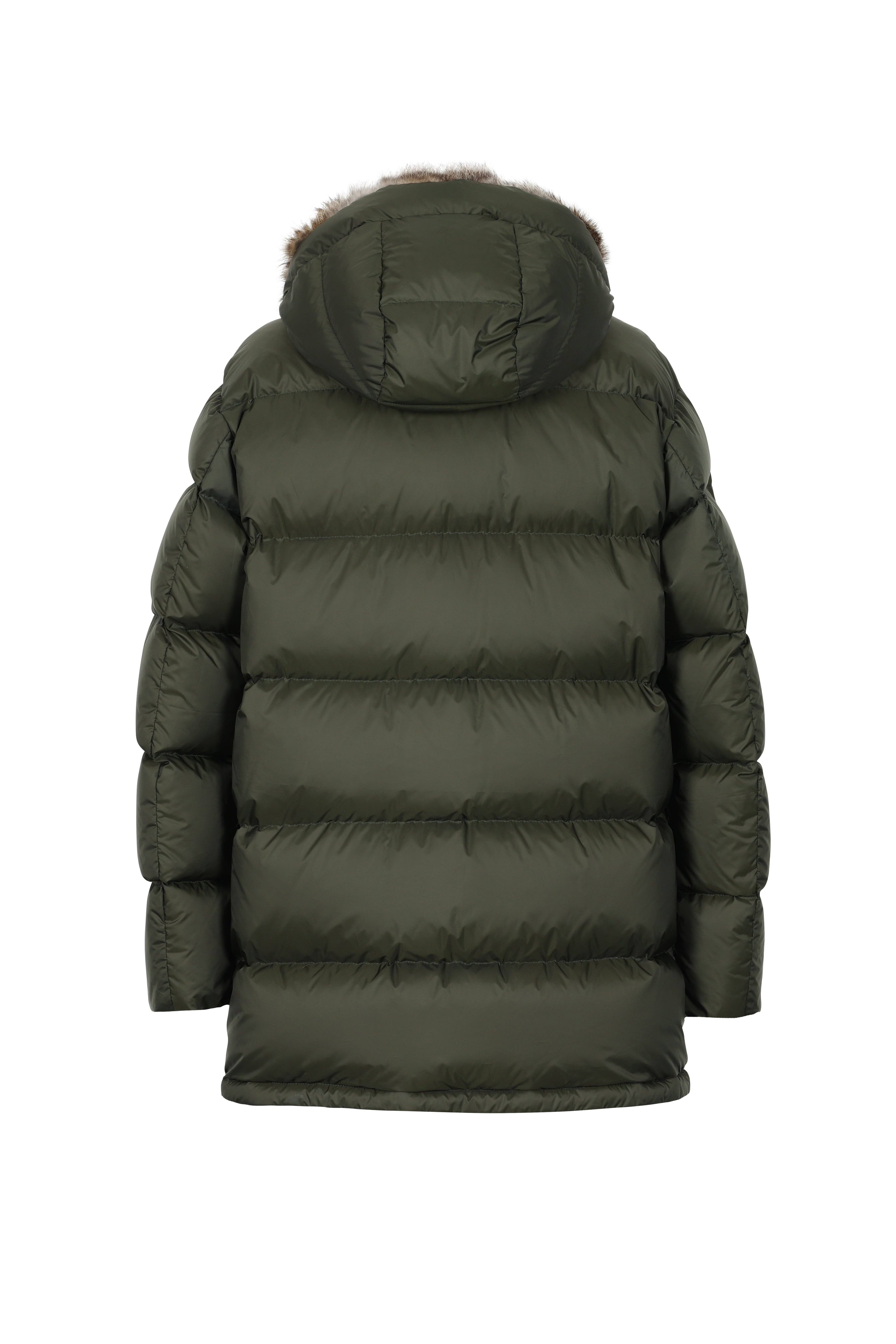 Lempelius Down coat with fur hood in pine green