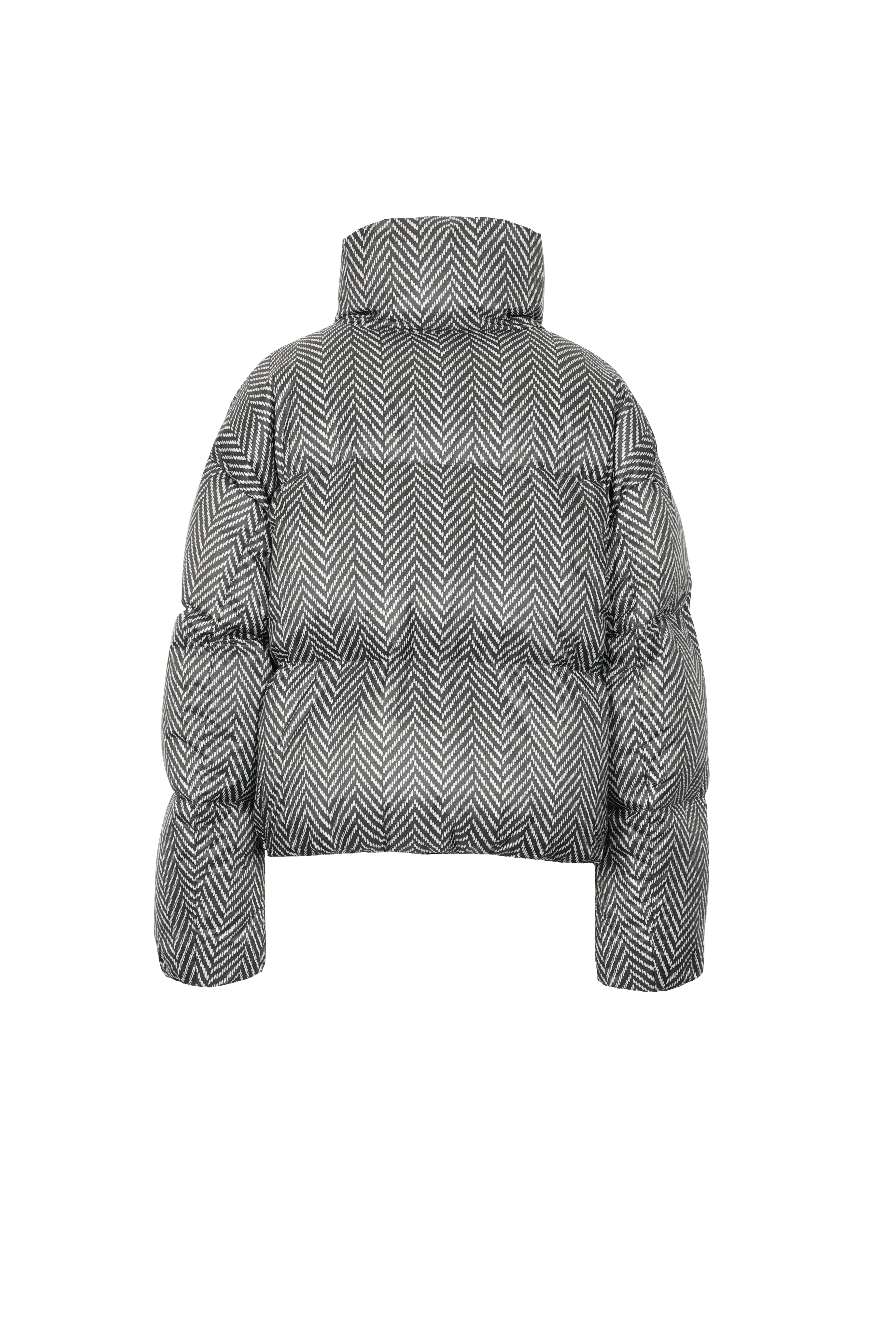 Short Lempelius down puffer jacket with herringbone print
