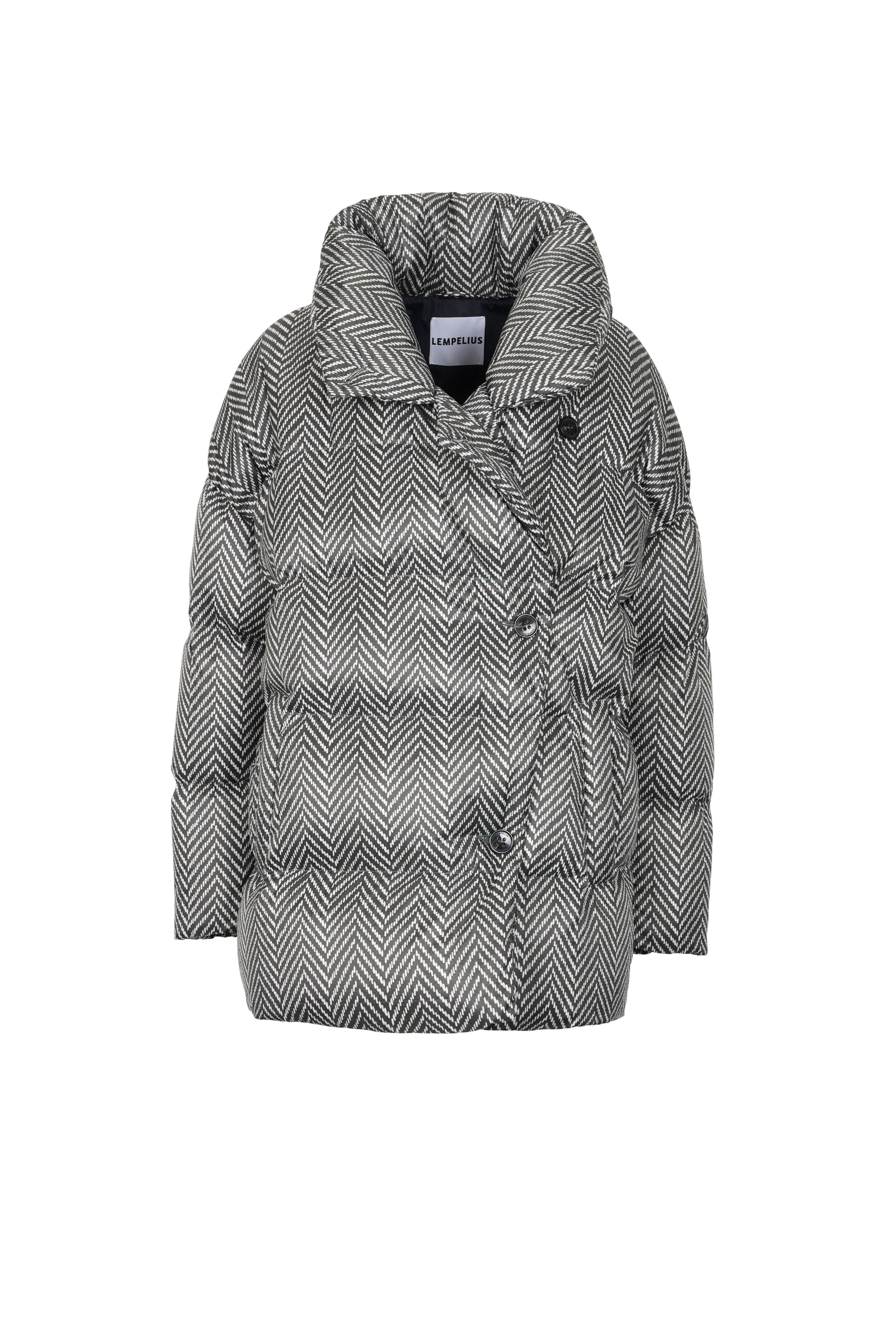 short quilted Lempelius down jacket with herringbone print