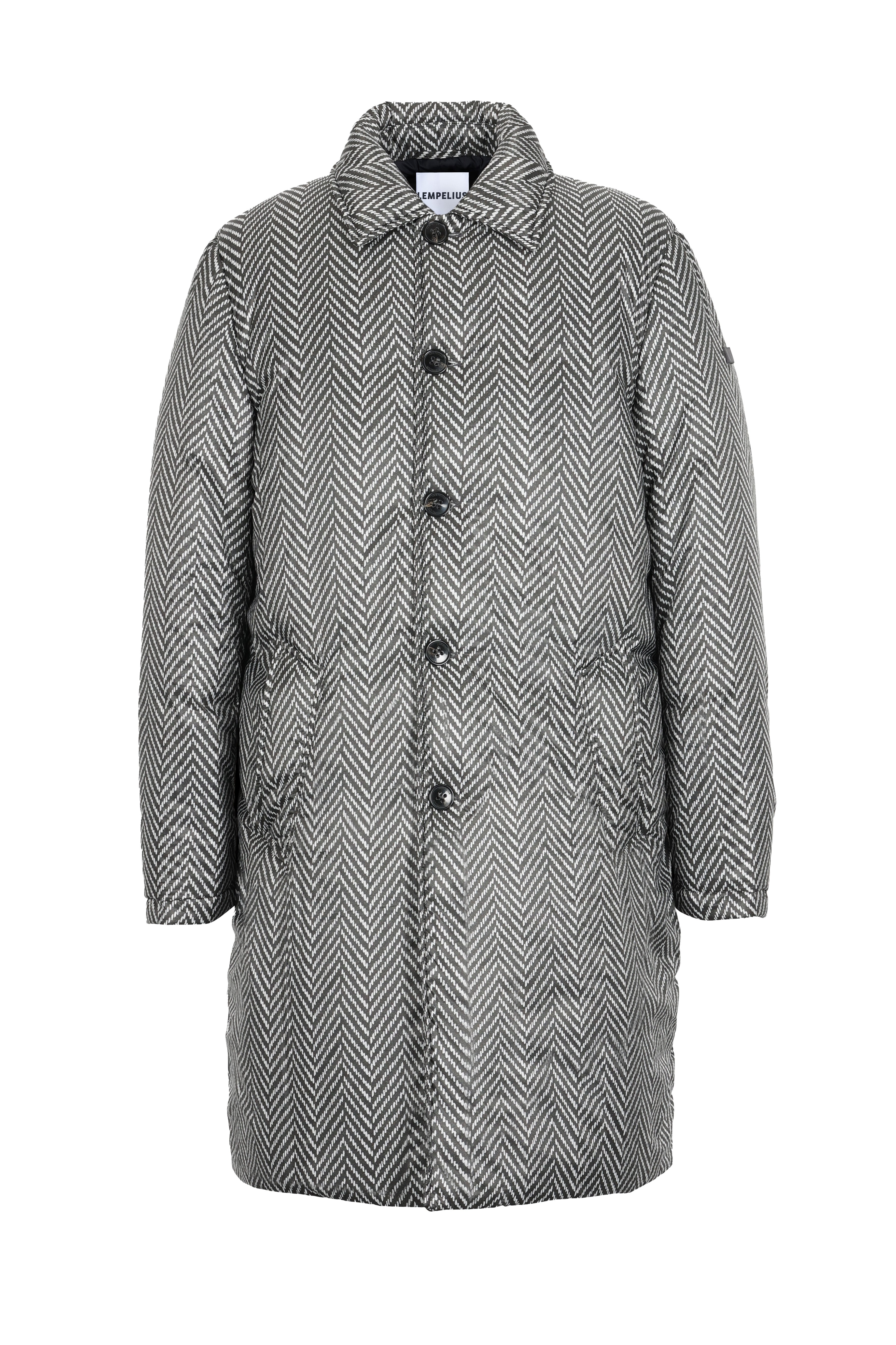 Soft padded Lempelius coat with a herringbone print