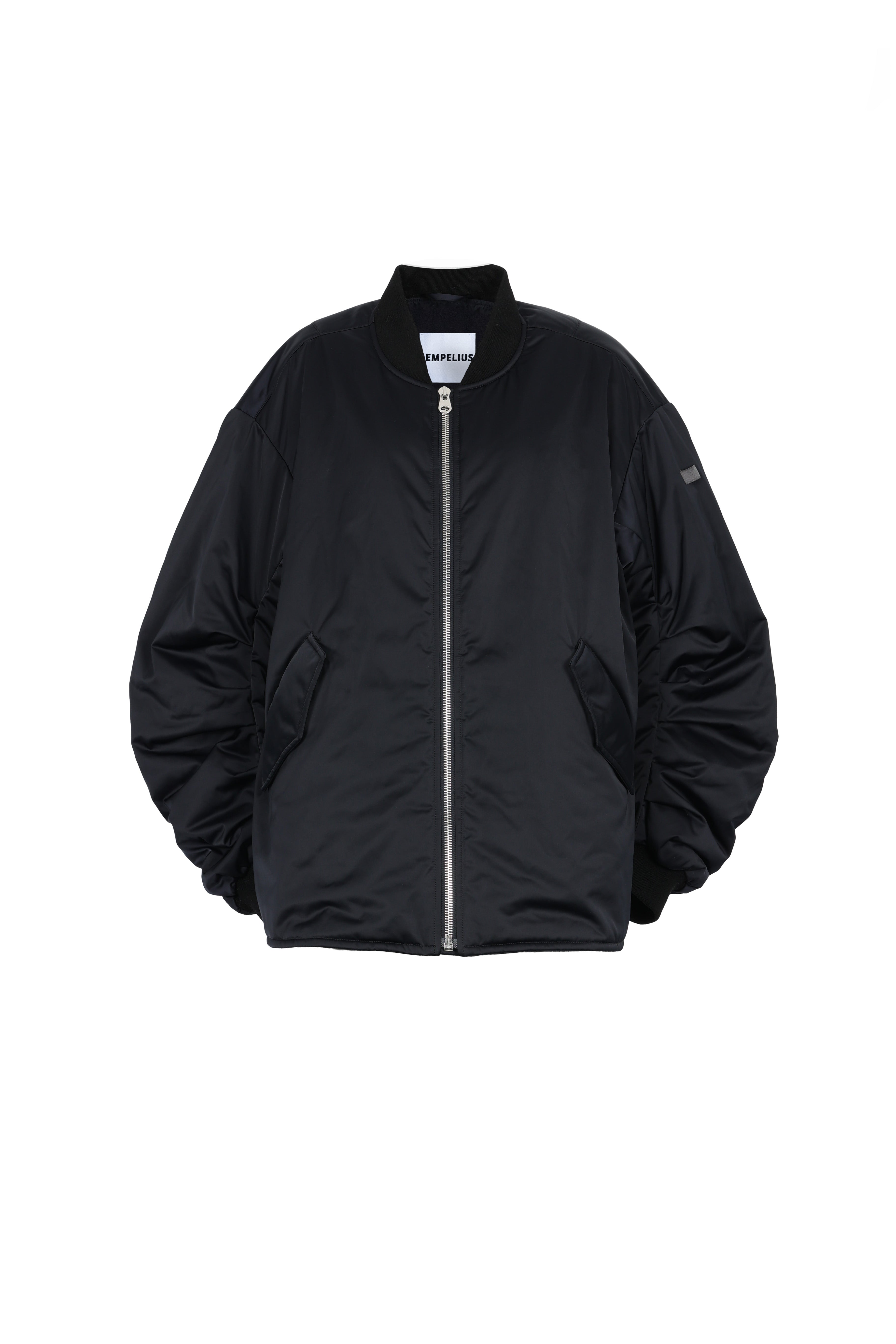 Flared bomber jacket in dark navy