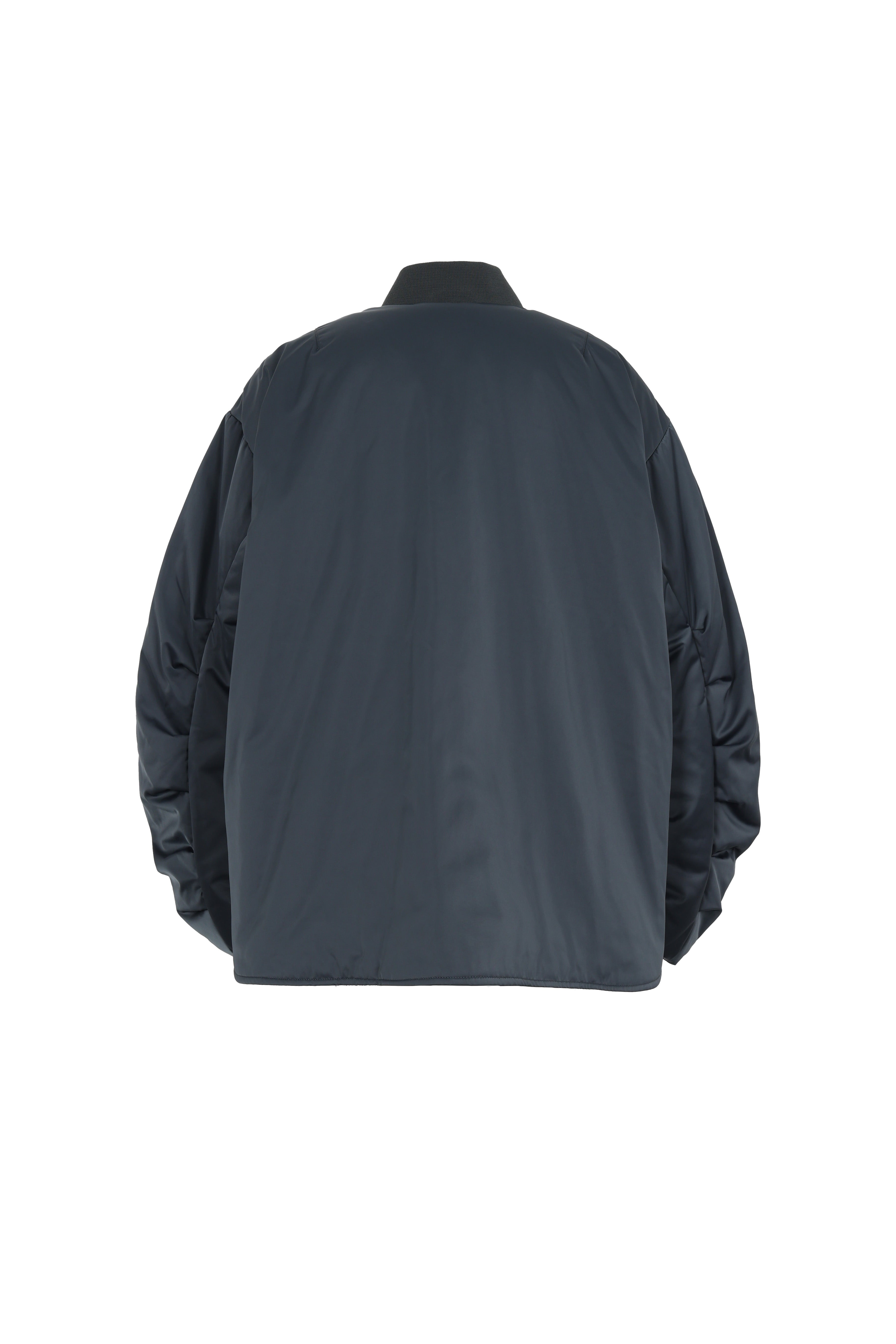 Flared bomber jacket in graphite blue