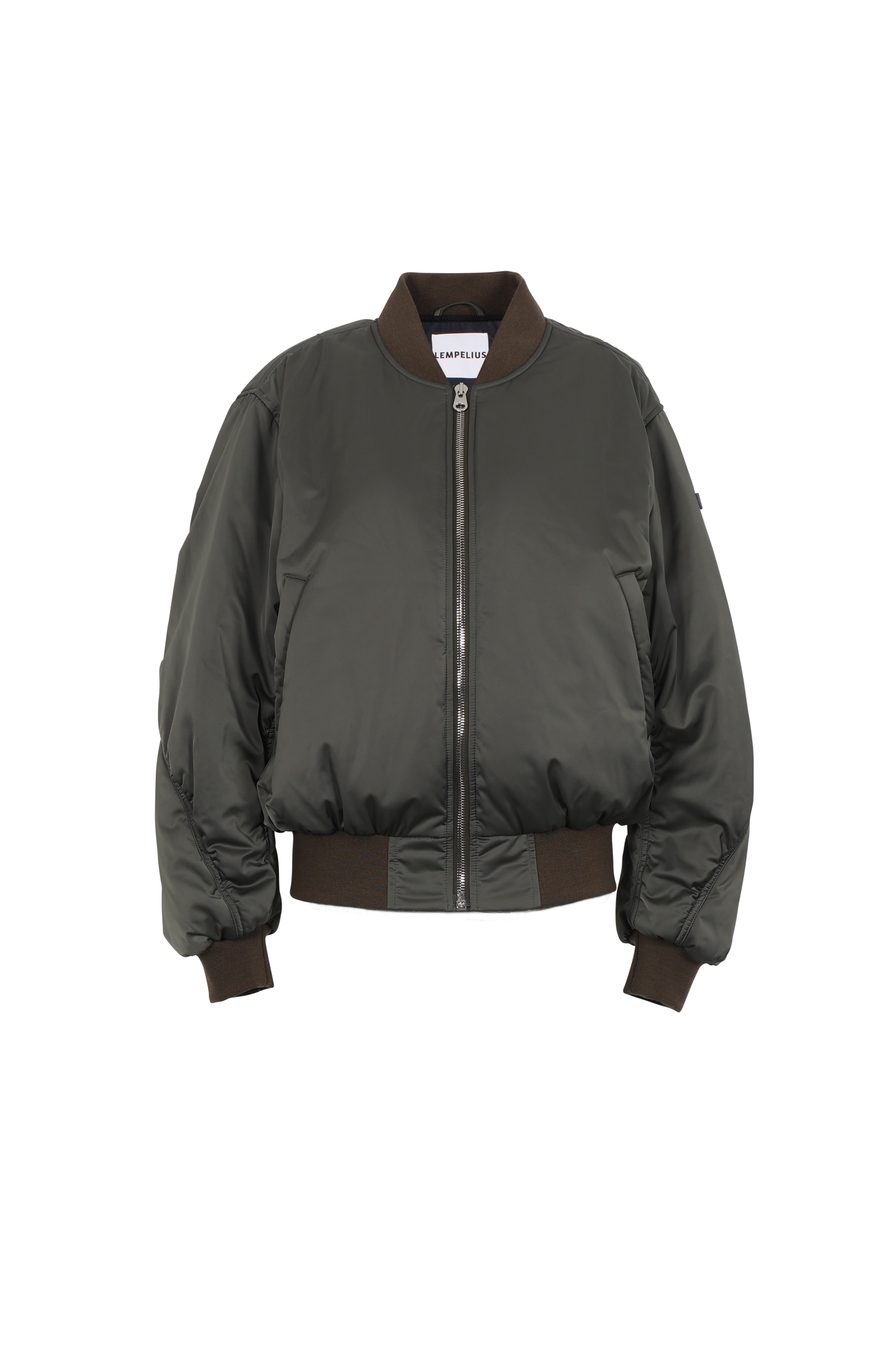 padded lightweight bomber jacket in green amber