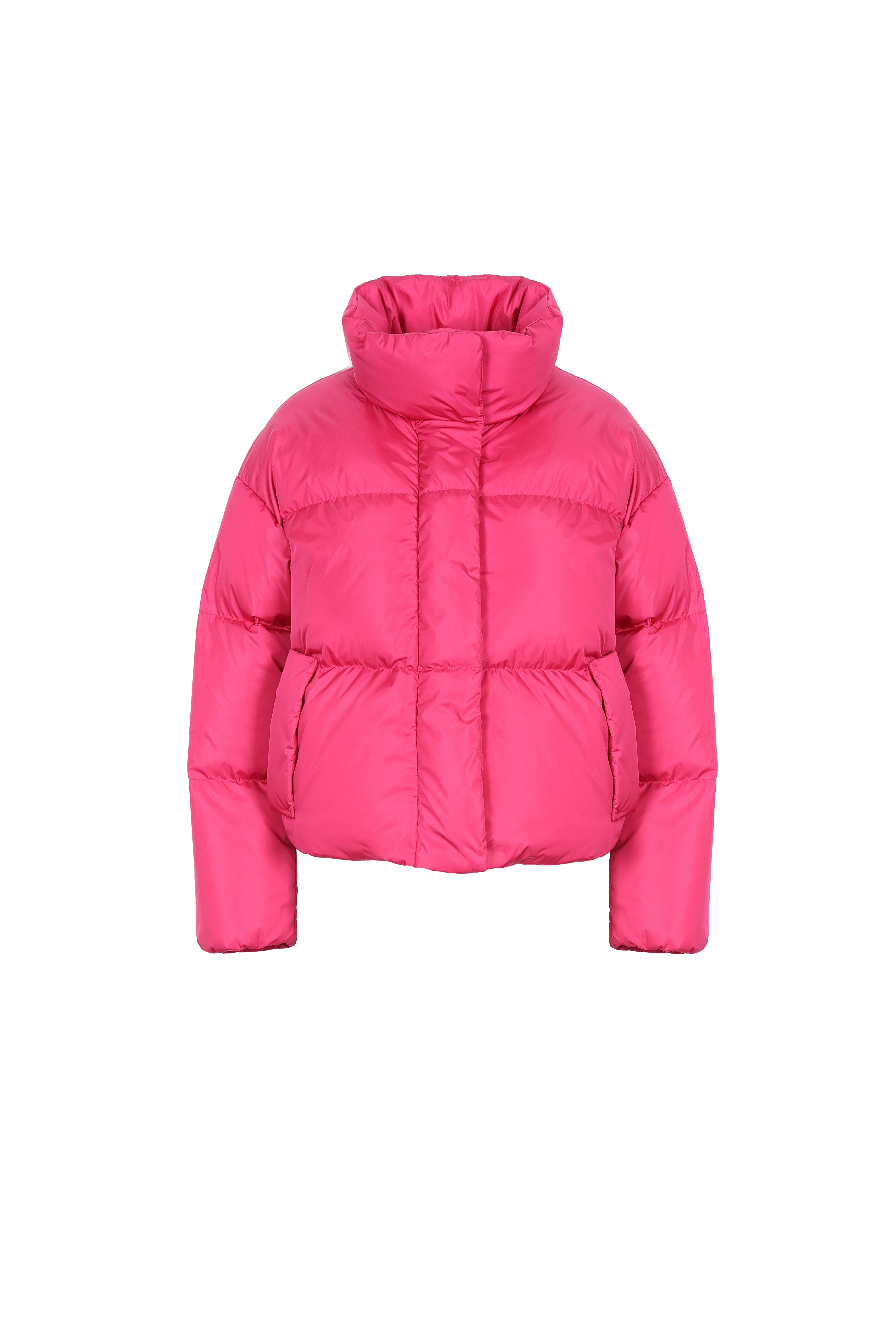 short down puffer in pink