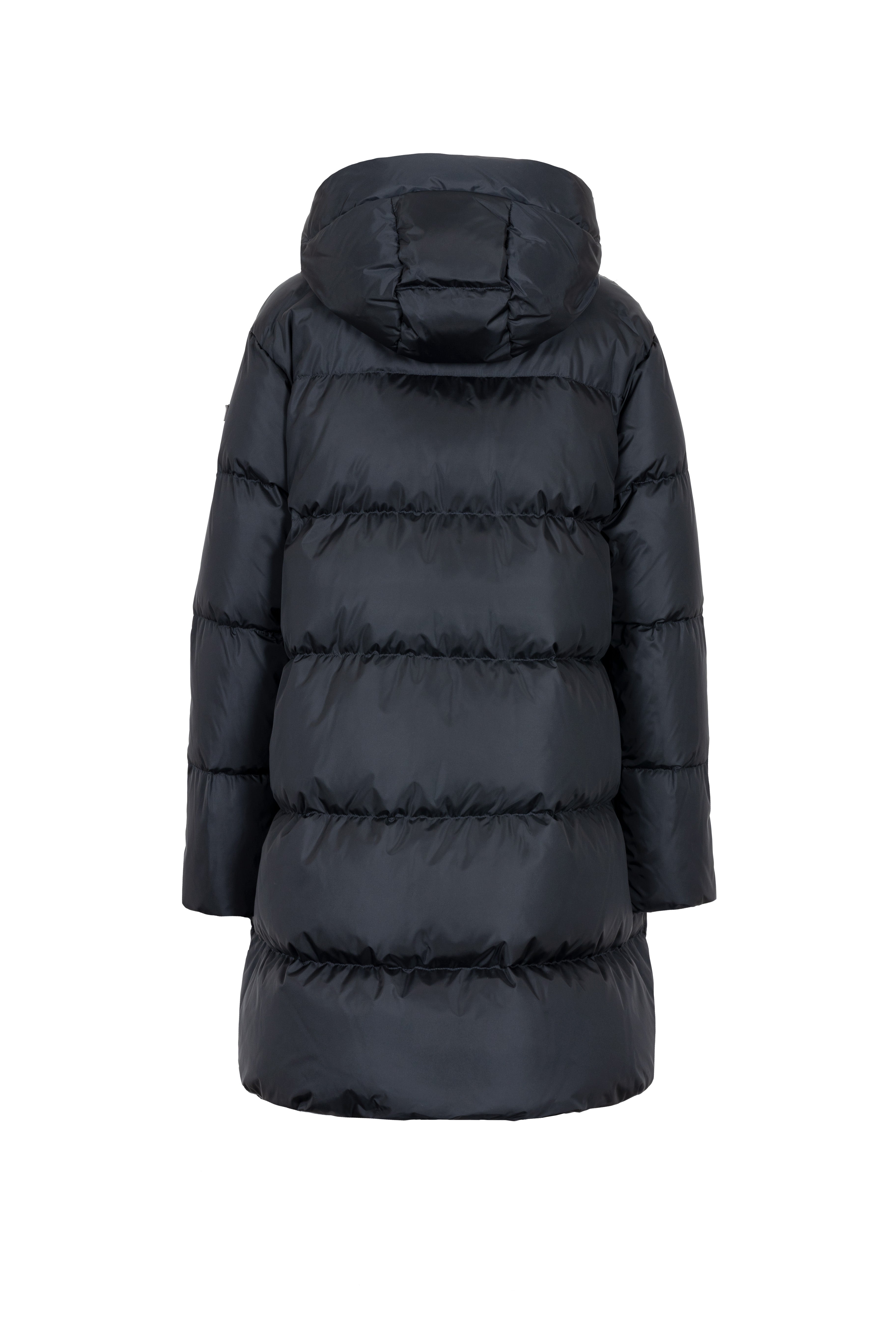 Minimal Lempelius down coat with welt pockets