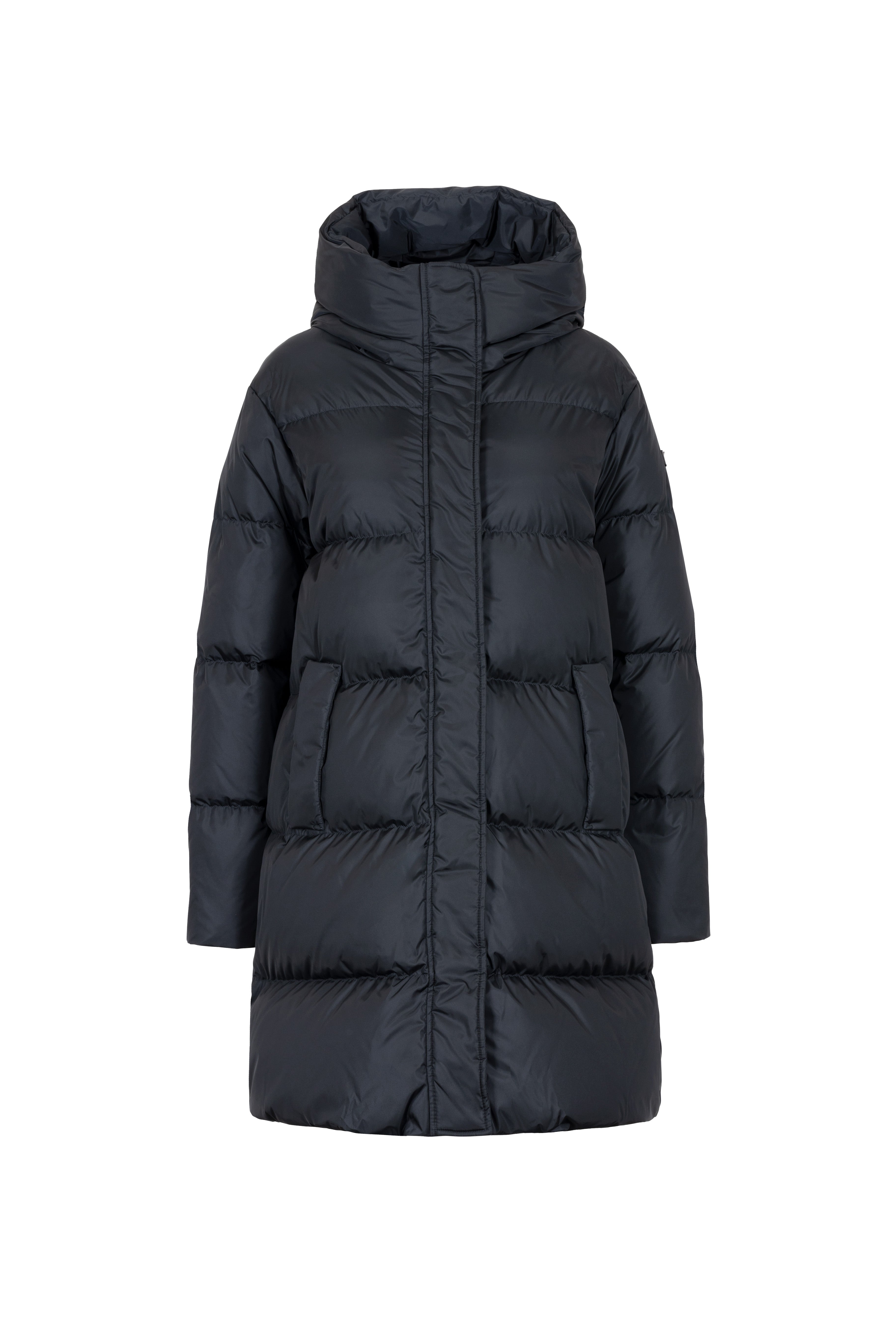 Minimal Lempelius down coat with welt pockets