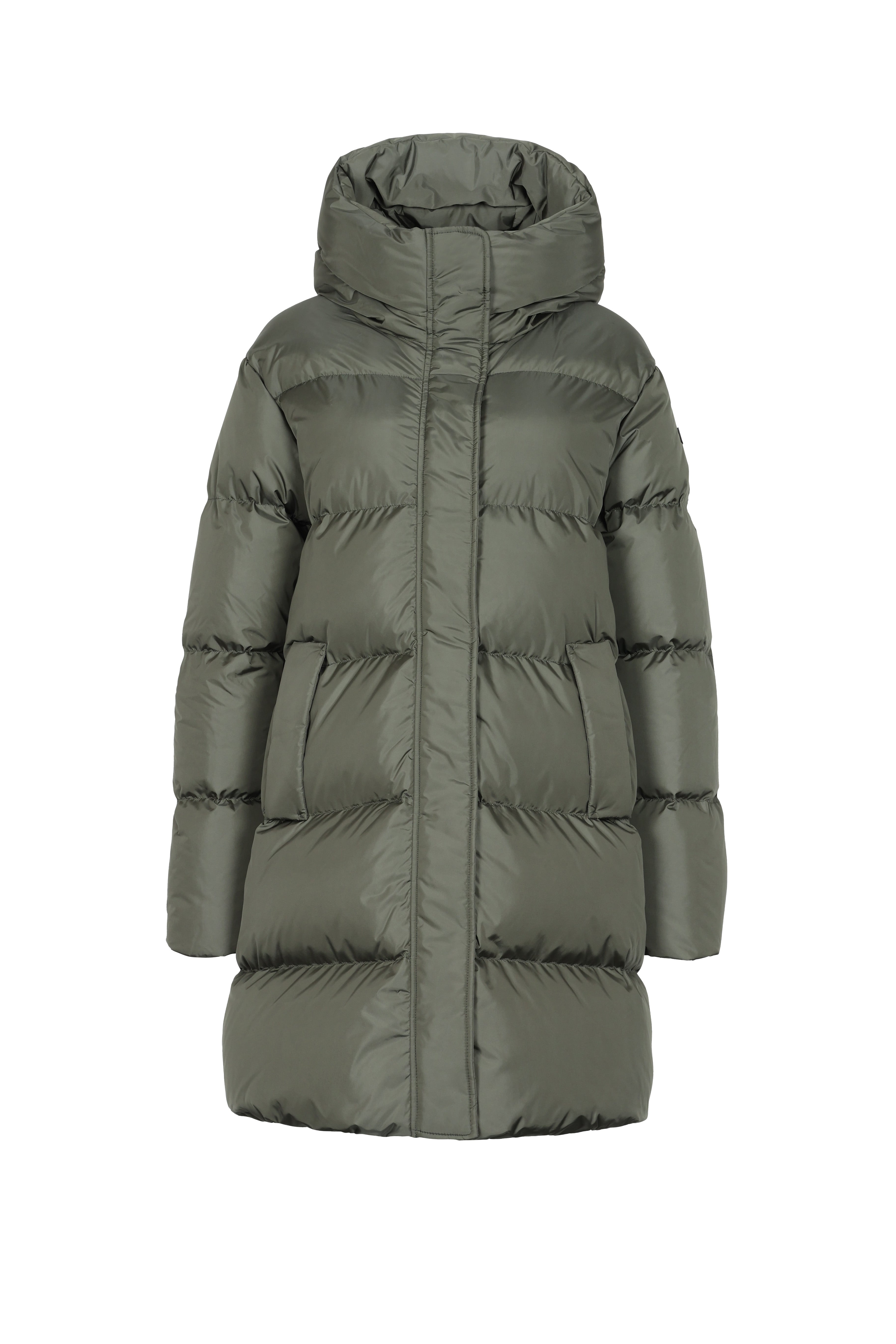 Minimal Lempelius down coat with welt pockets