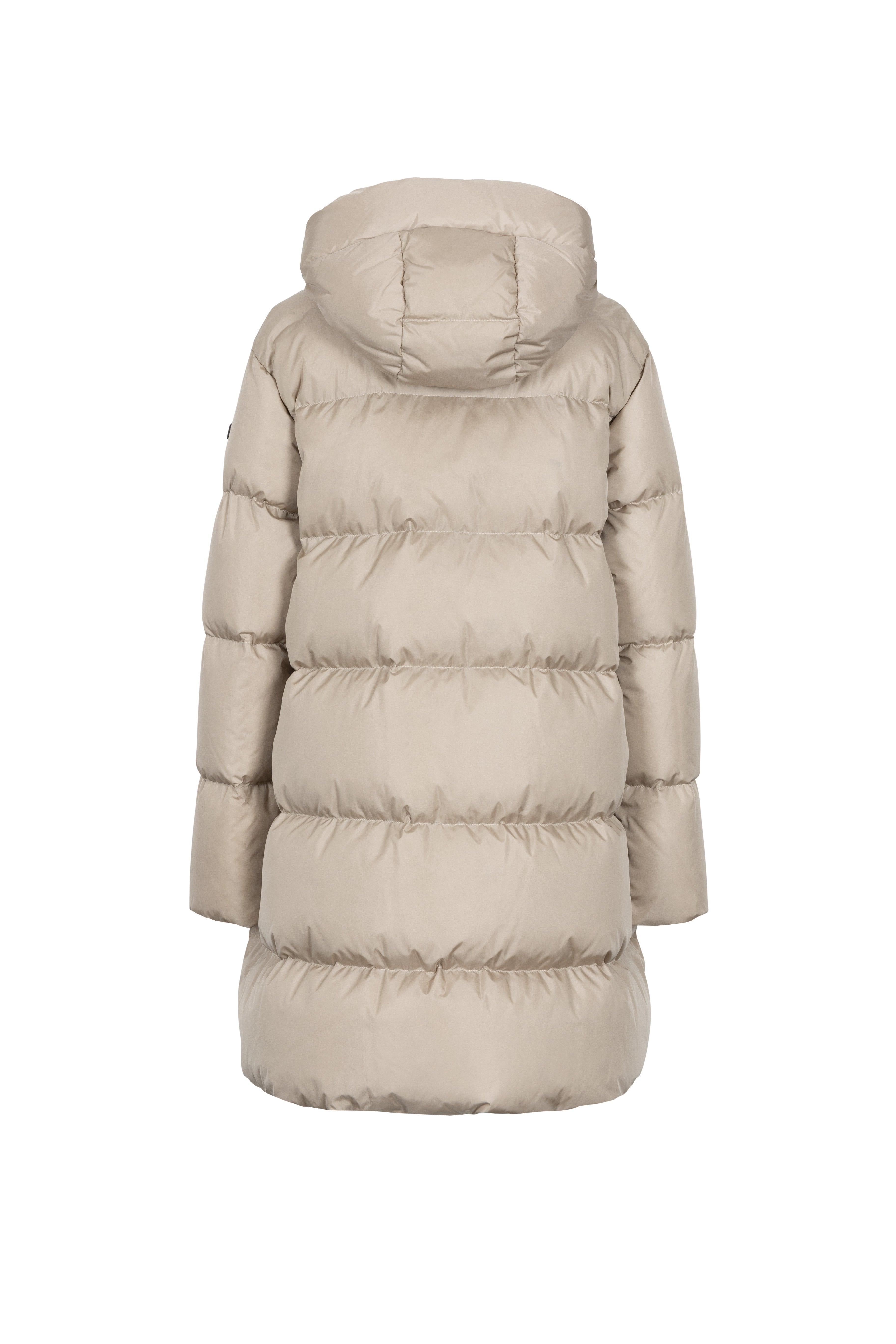 Minimal Lempelius down coat with welt pockets