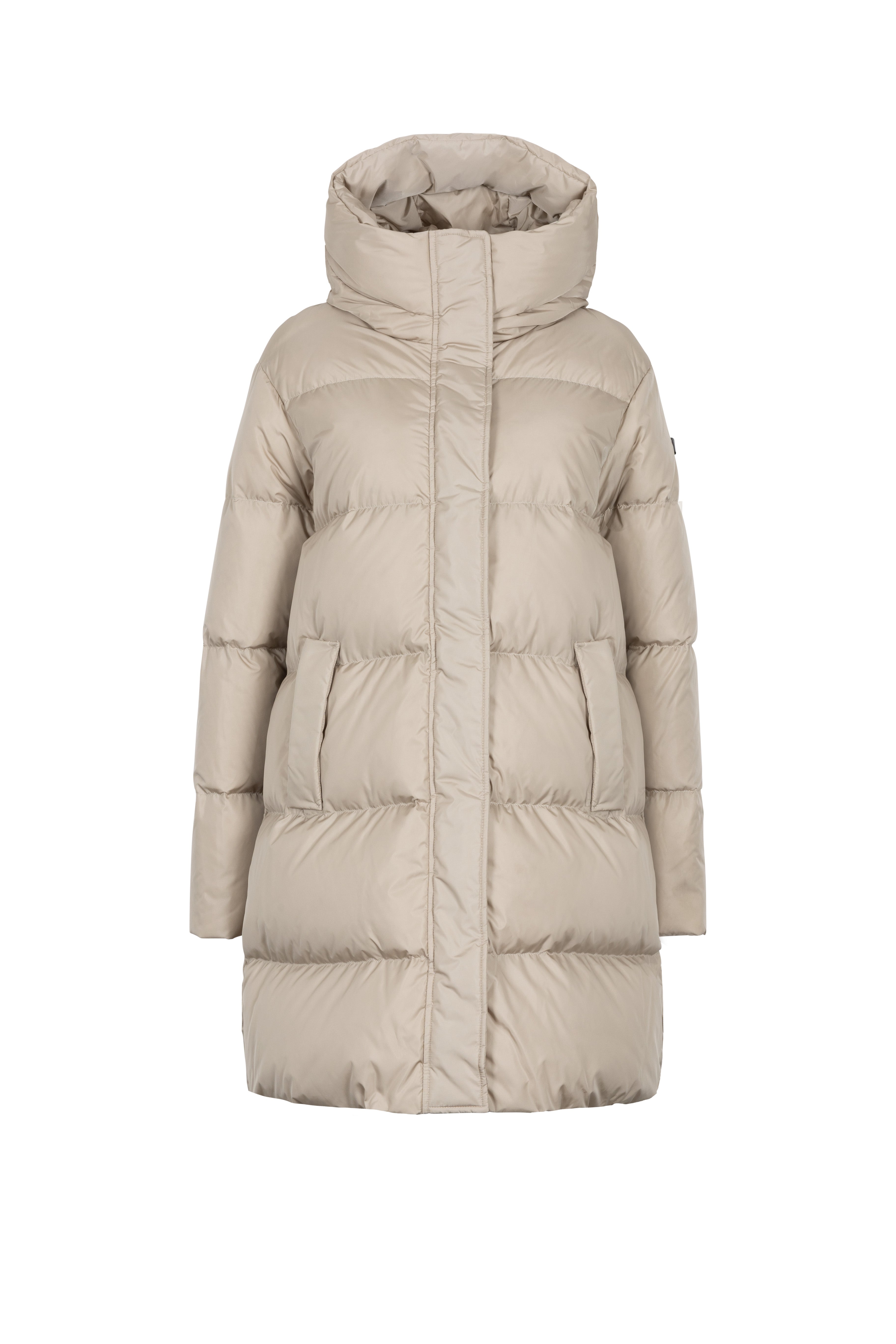 Minimal Lempelius down coat with welt pockets