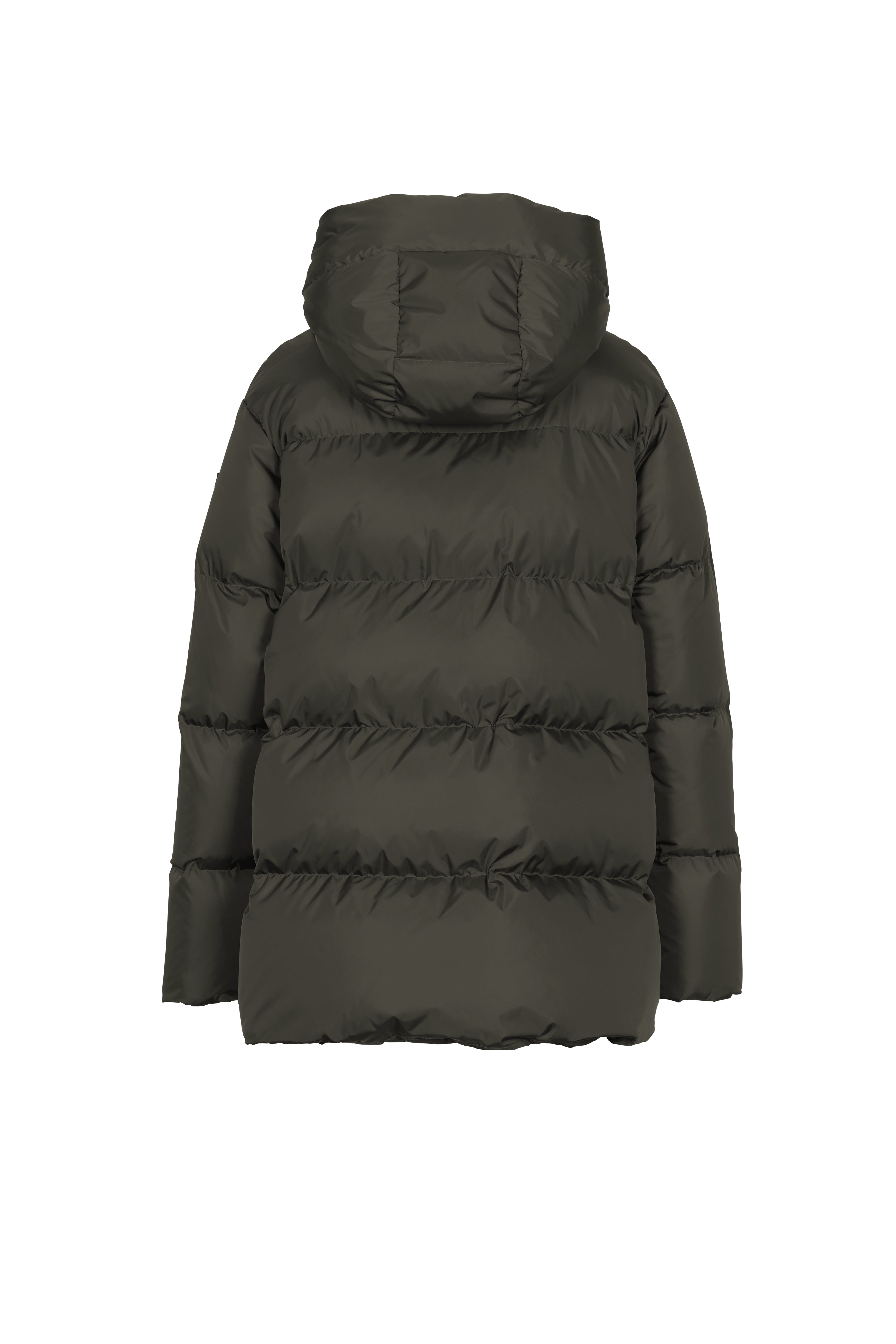LEMPELIUS short quilted down jacket with softly lined hood in dark green