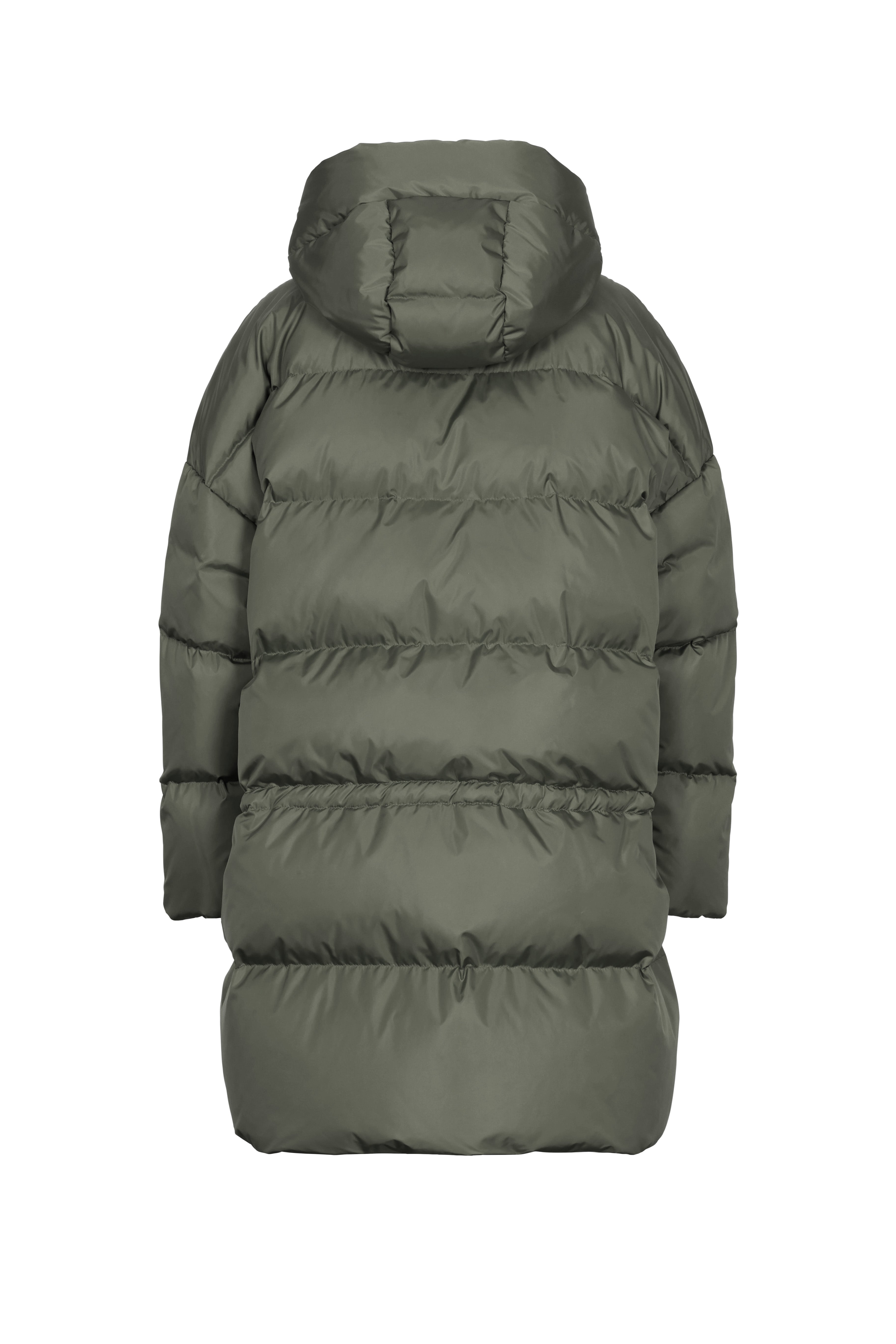 oversized Lempelius down parka in the color military green