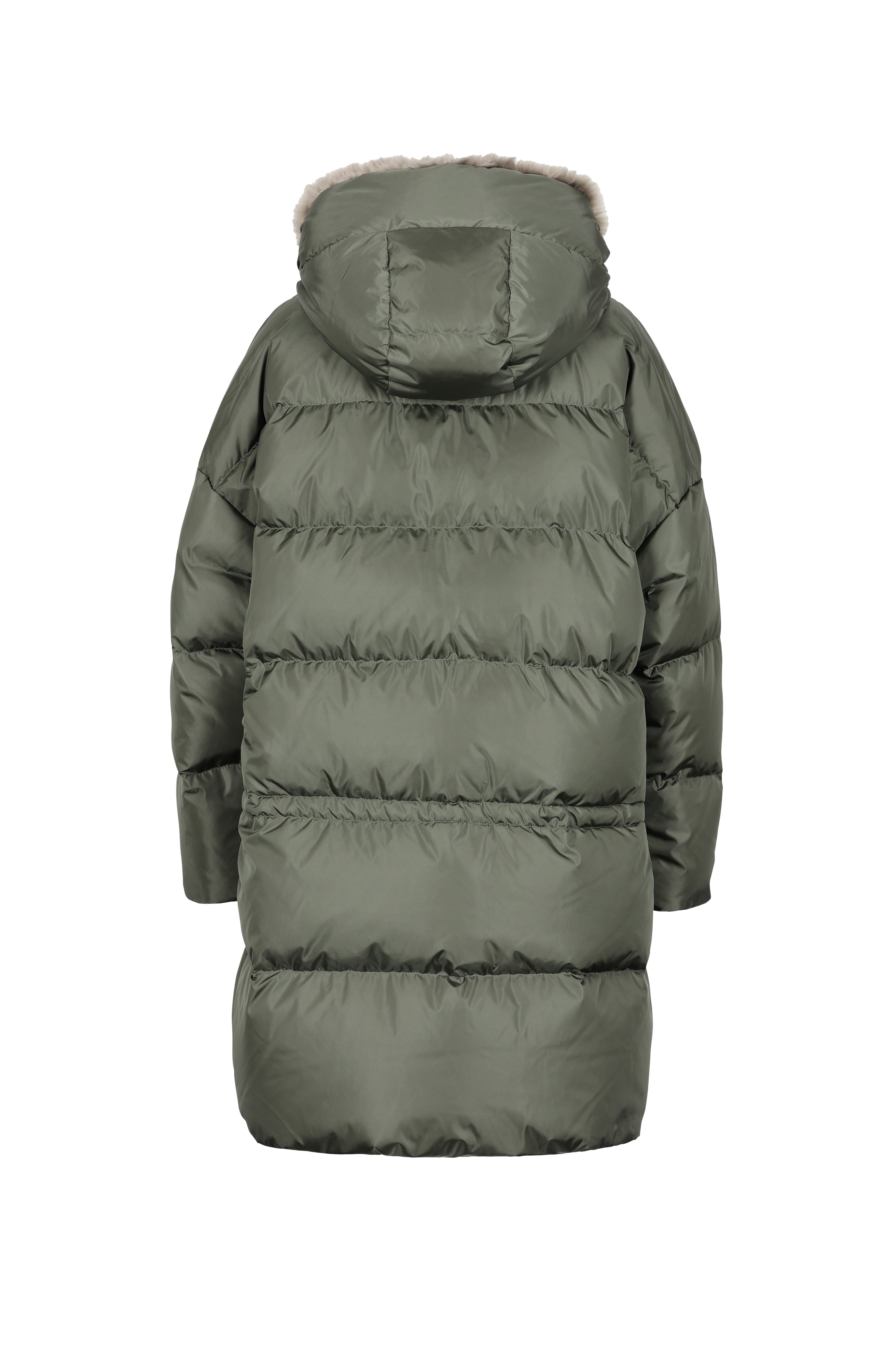 oversized Lempelius down parka in the color mud green