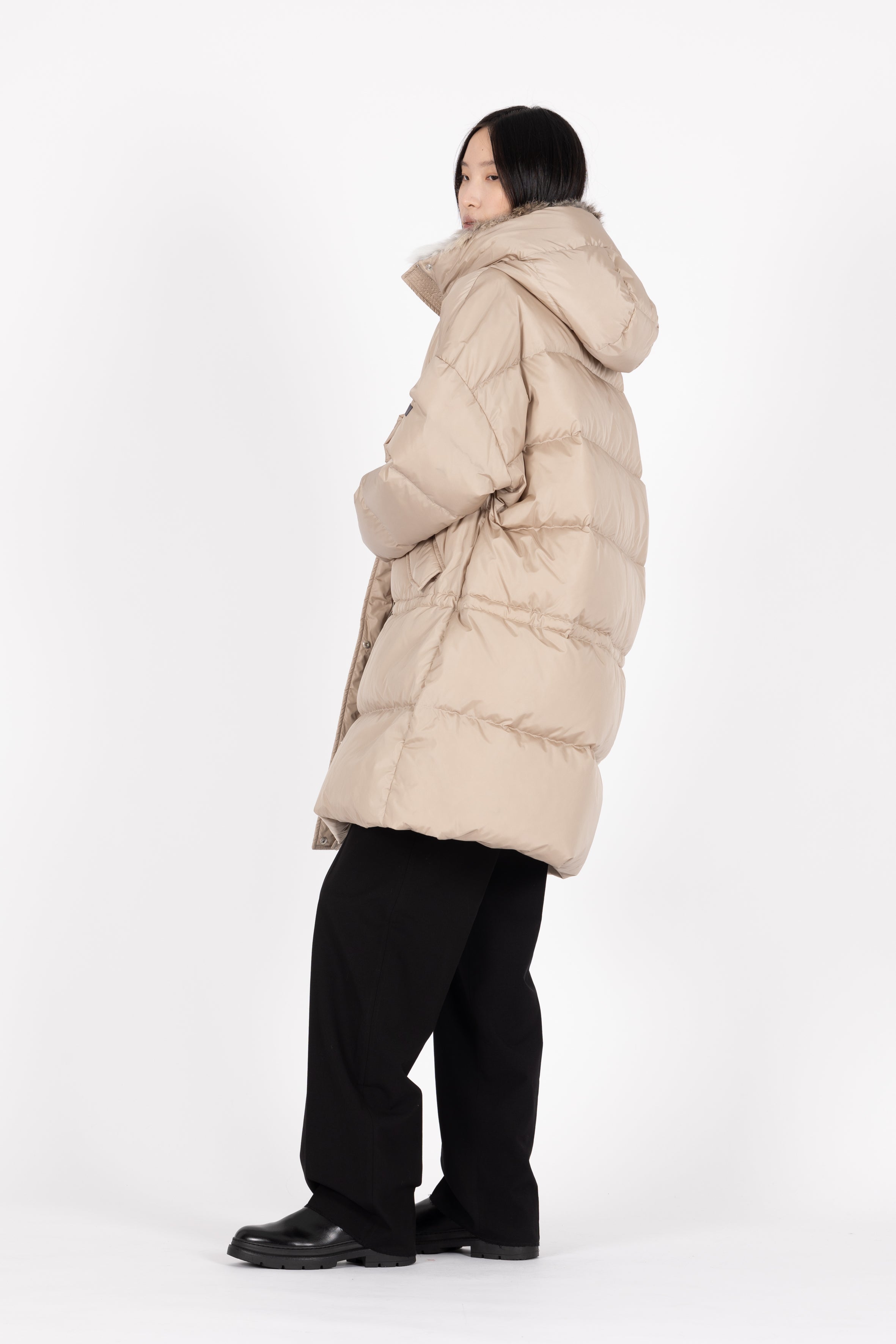 oversized Lempelius down parka with fur