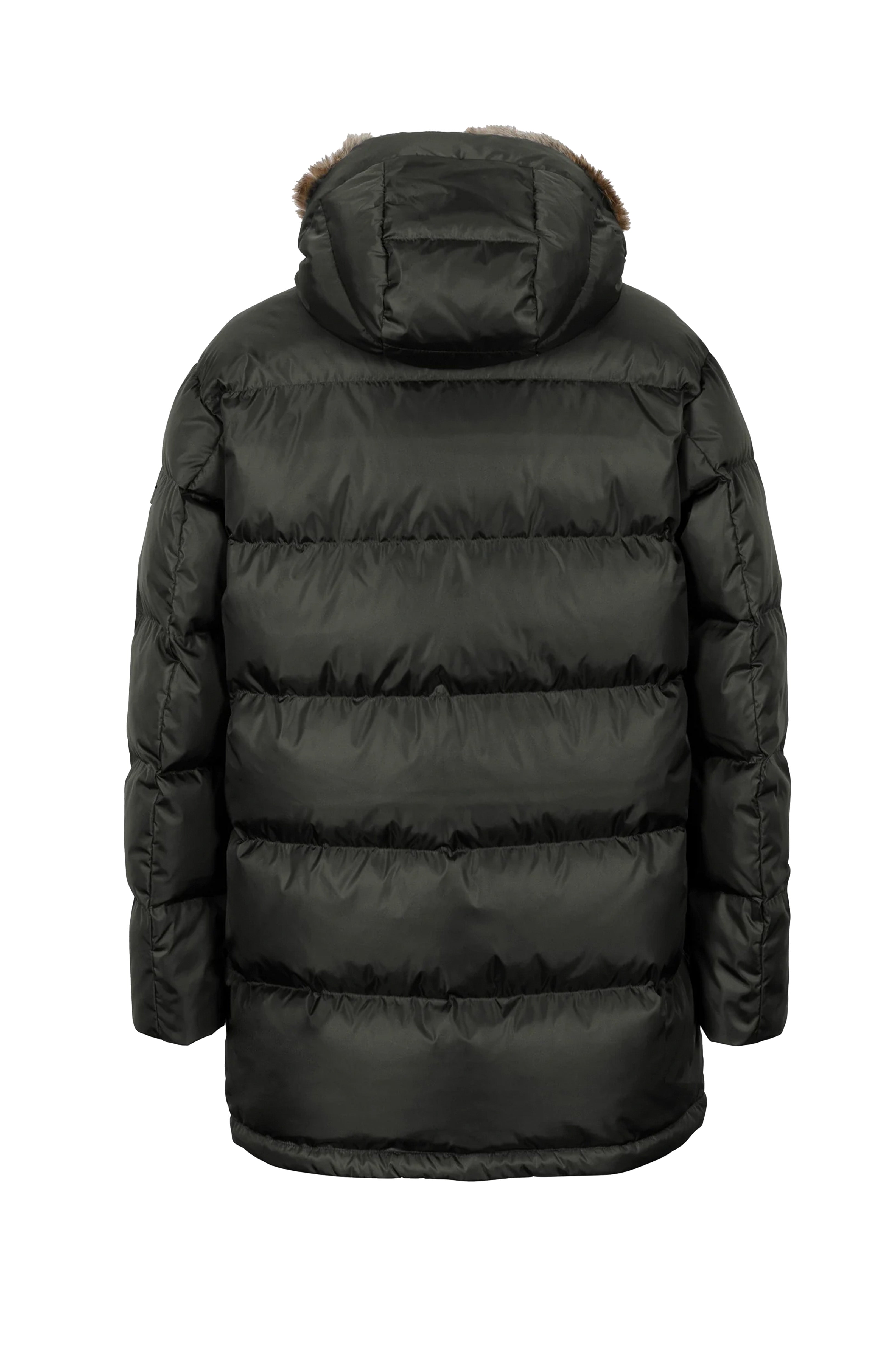 Lempelius Down coat with fur hood in mud green