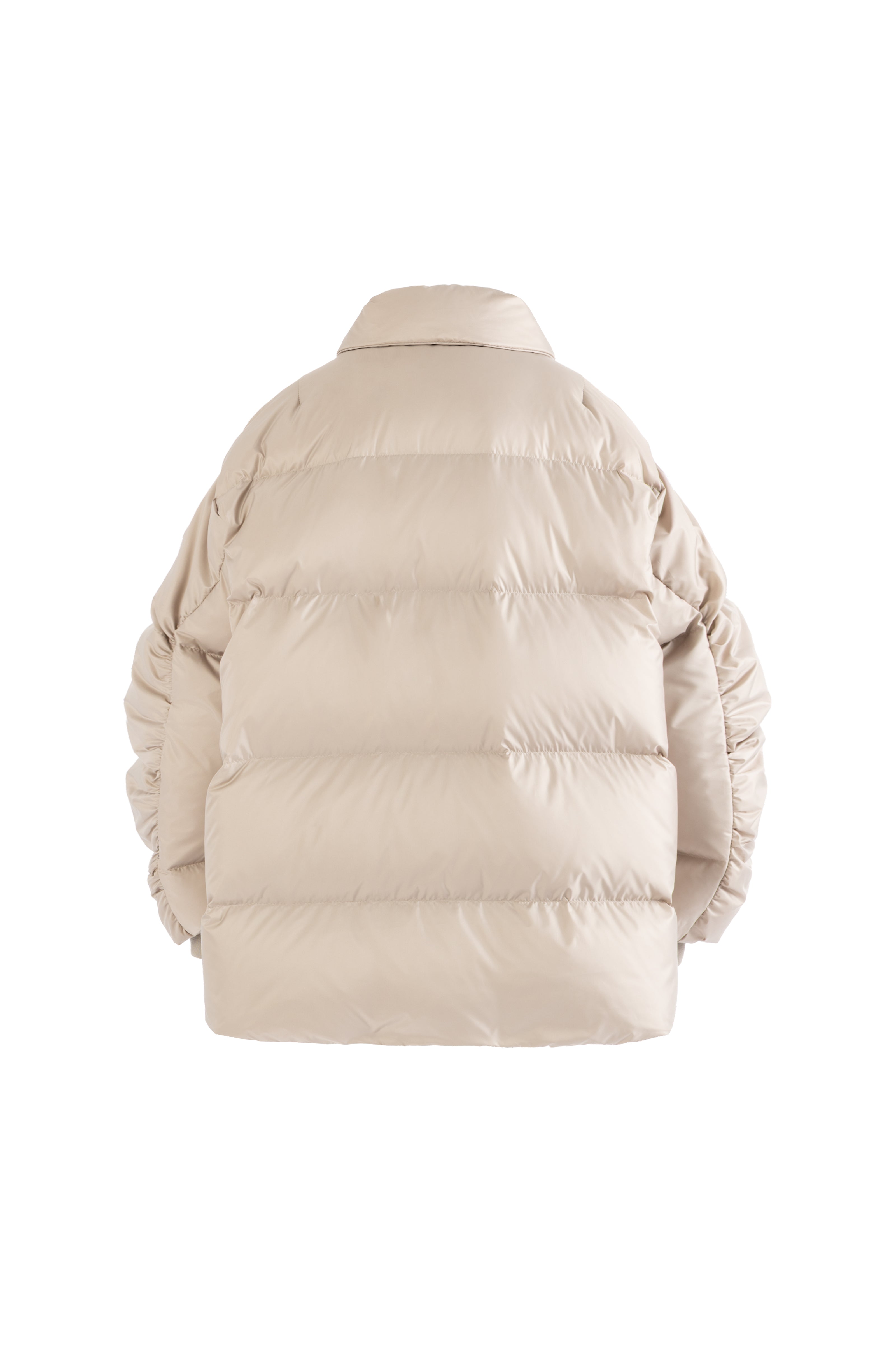 Beige puffer jacket on a white background
