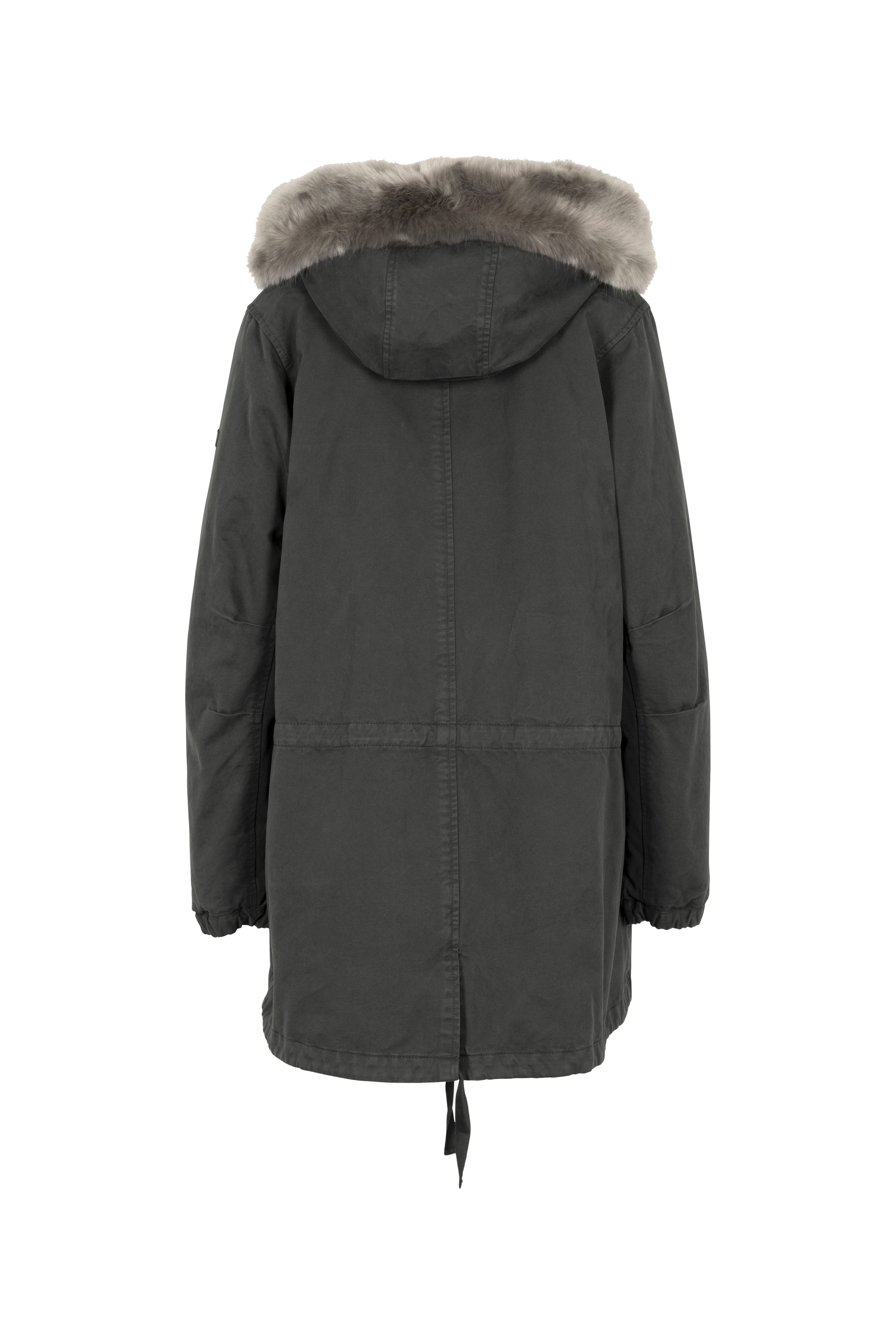 short flared cotton parka with flap pockets