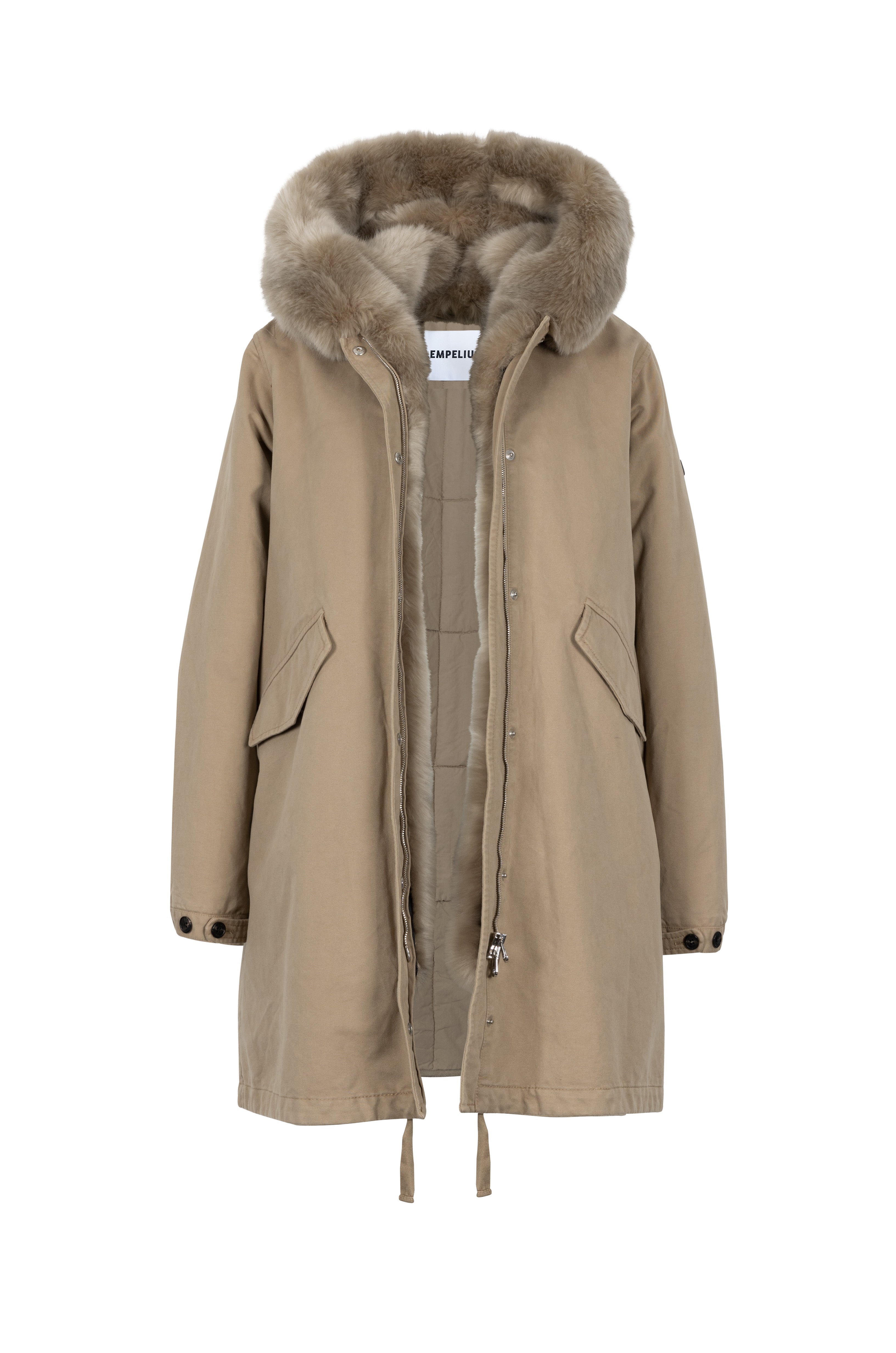 Flared Lempelius cotton Parka with faux fur lining