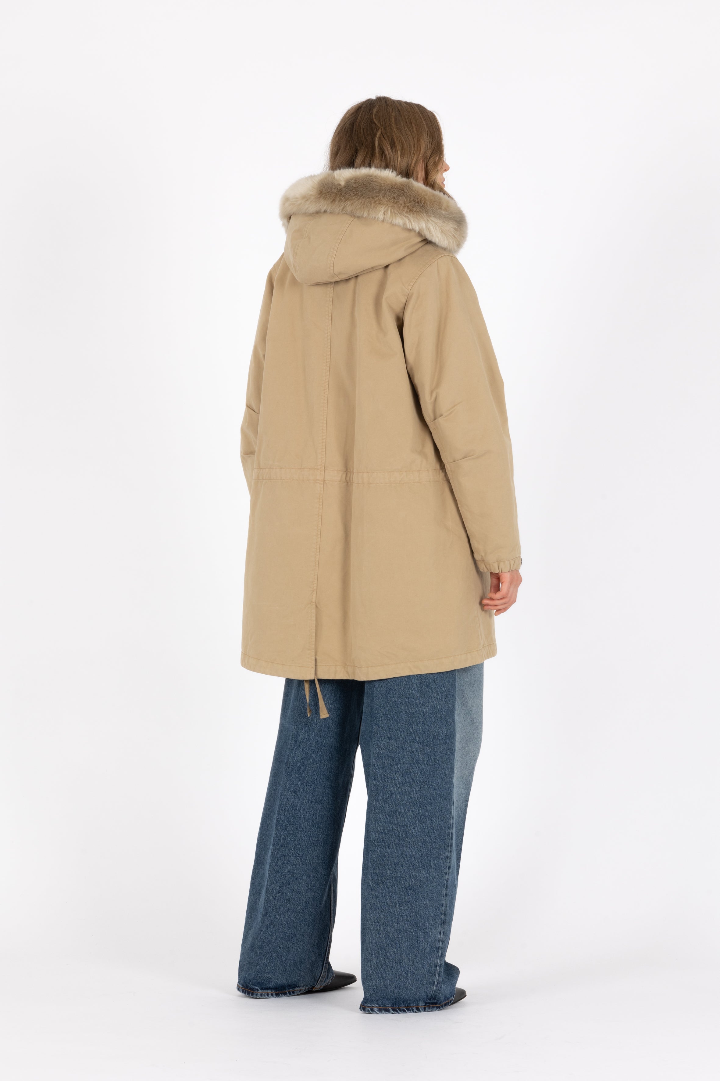 Flared Lempelius cotton Parka with faux fur lining