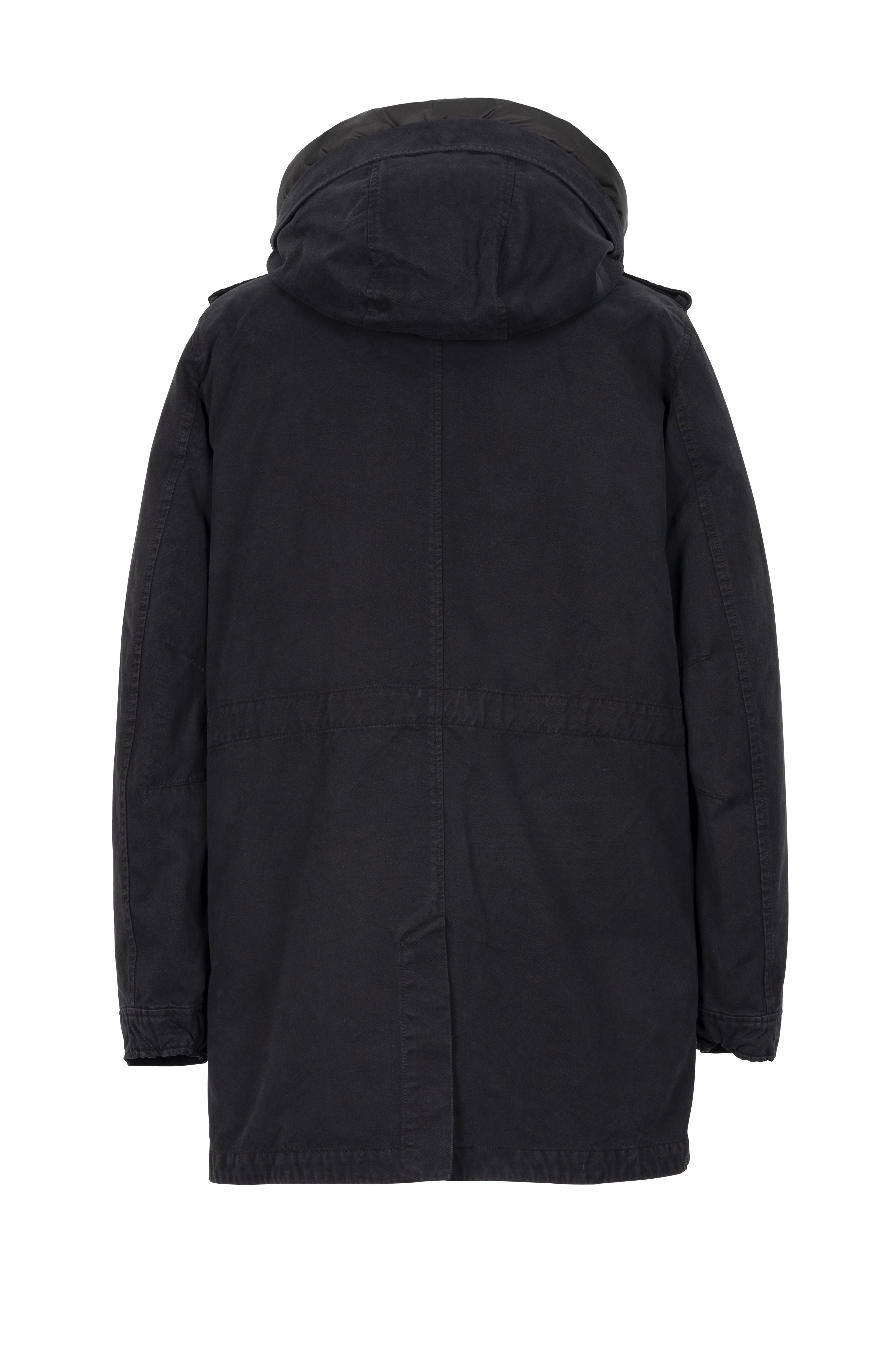 hooded Lempelius cotton parka with a straight fit