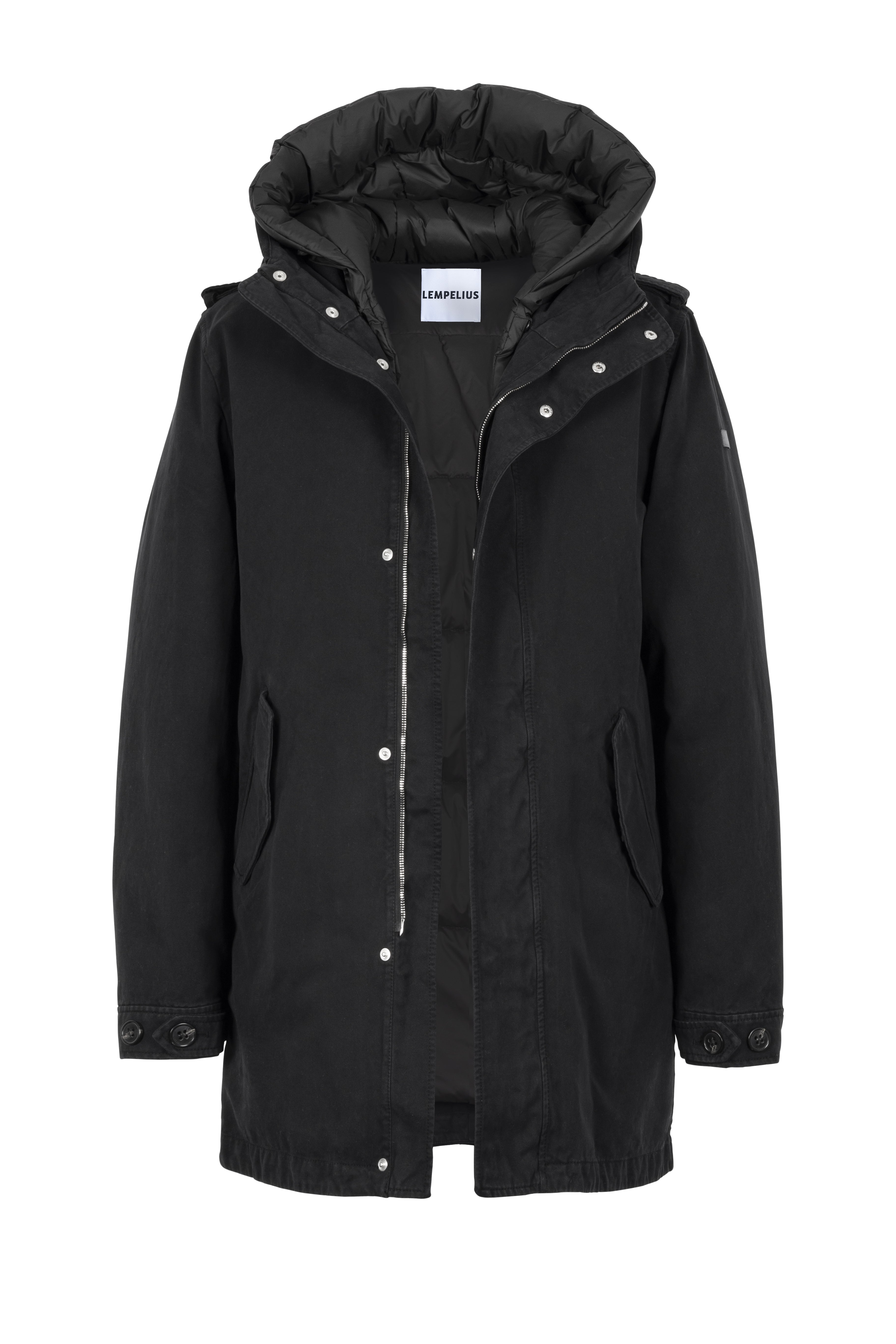 hooded Lempelius cotton parka with a straight fit