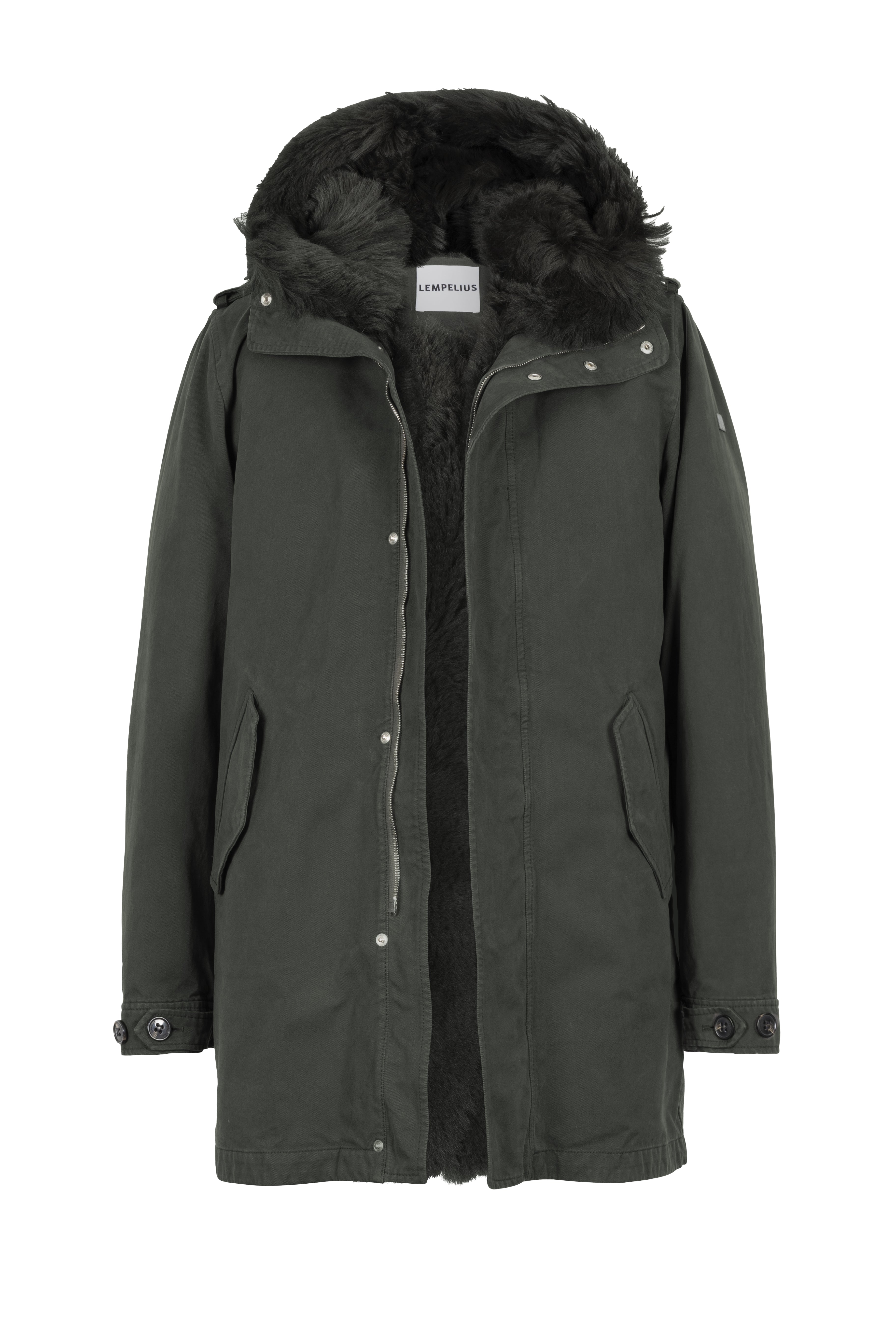 shearling Lempelius cotton Parka in dark green